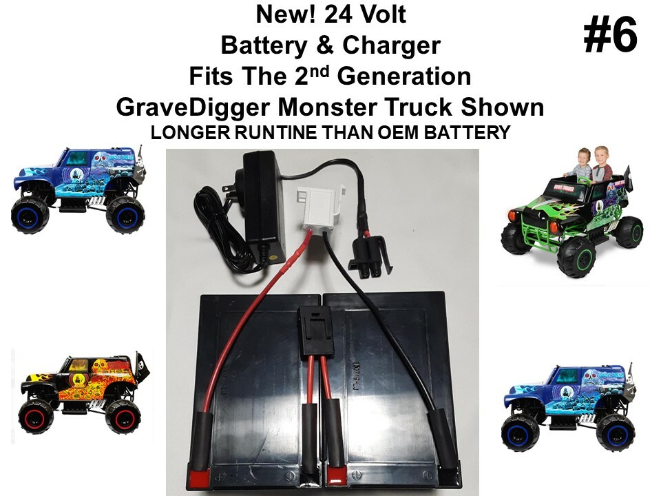 24V VOLT Battery & Charger for the Grave Digger Power Wheels Gravedigger Vers #6