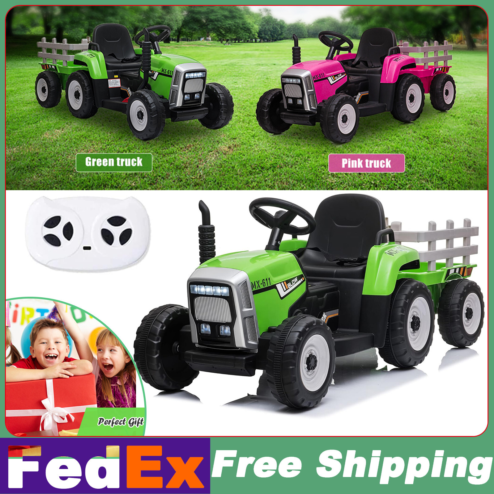 12V Electric Kids Ride On Tractor Ride On w/ Remote Control Gift