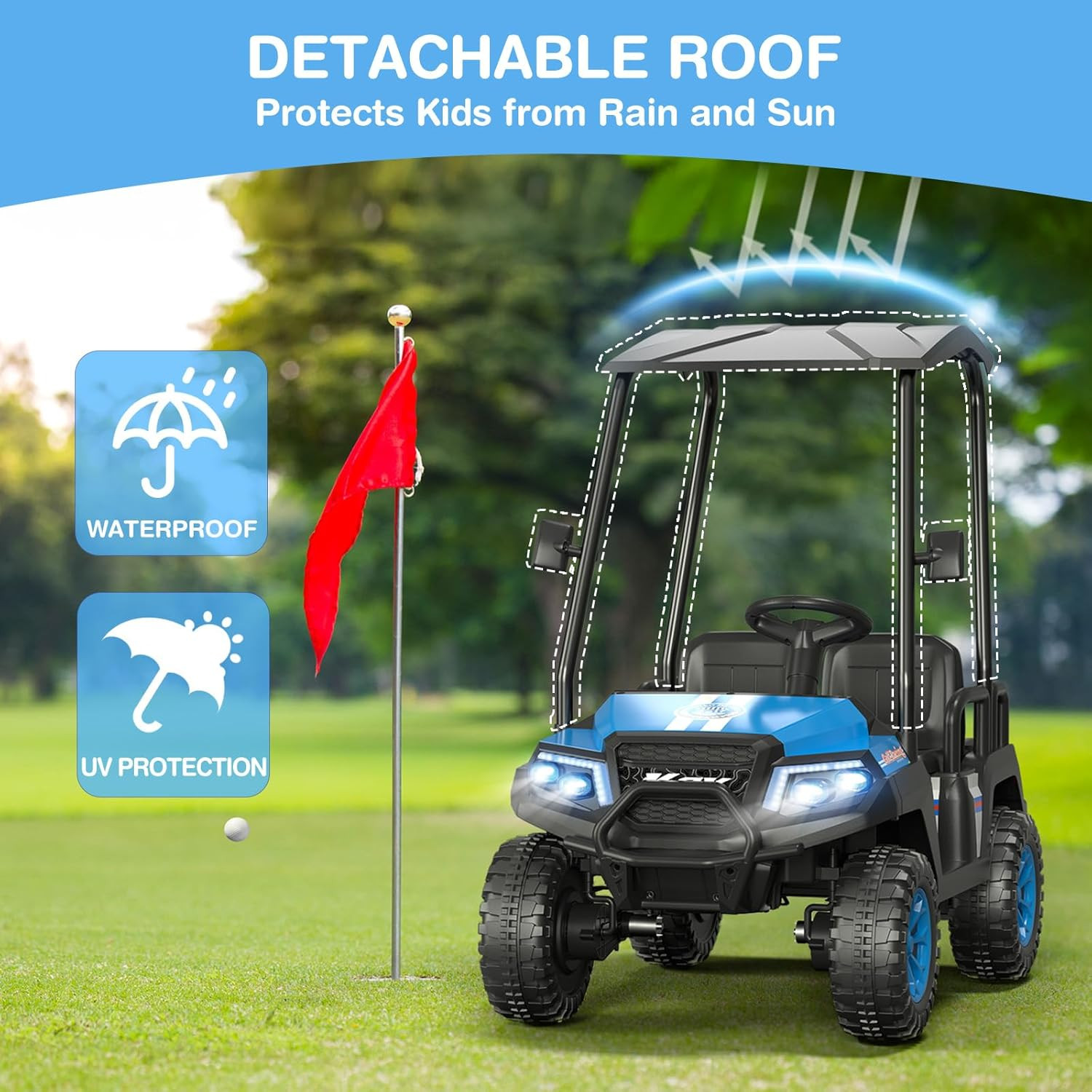 R9 24V Ride on Toys for Big Kids, 4-Seater Kids’ Car, Golf Cart Max. Capacity: 2