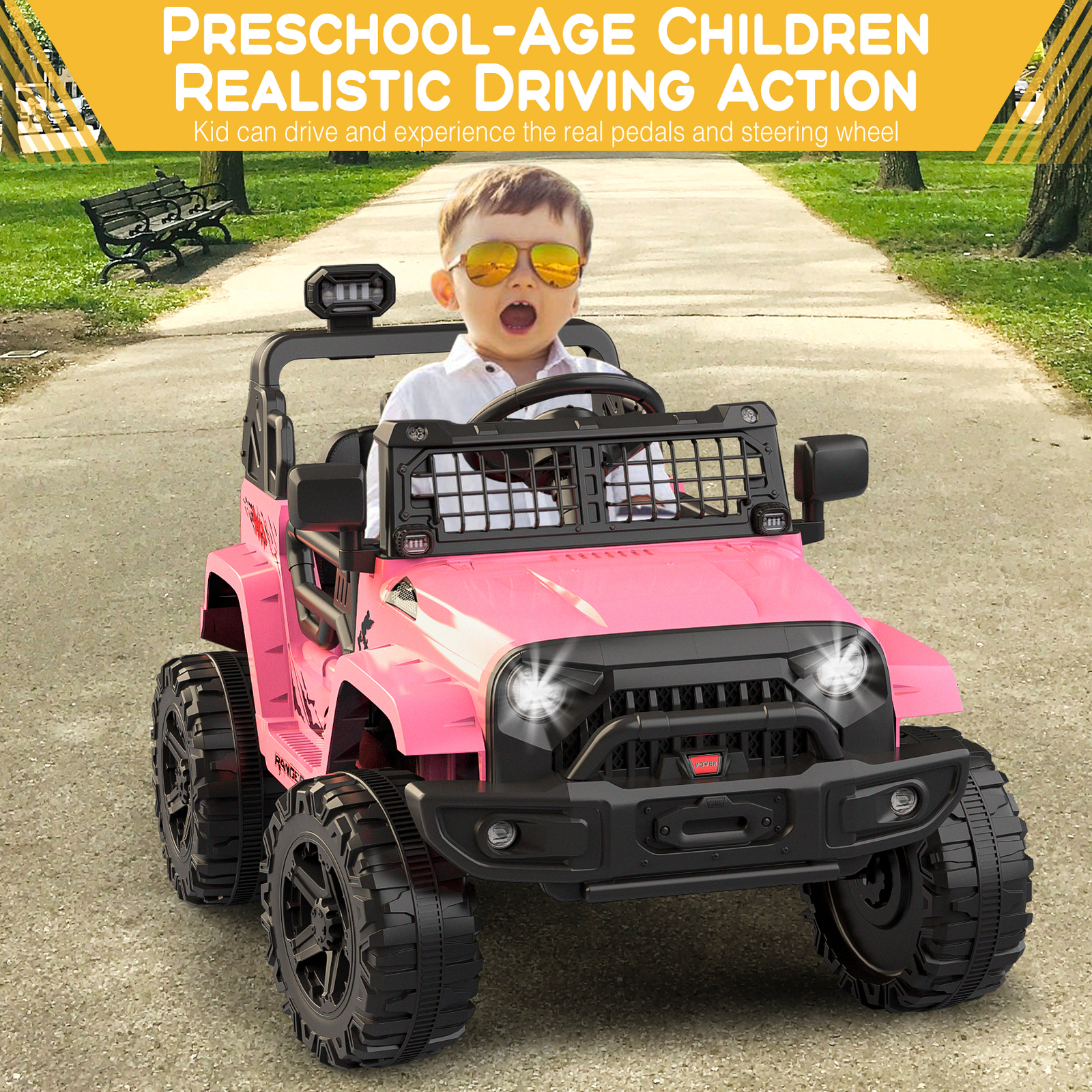 Kids Electric Ride On Truck Toys 12V Power Battery Car Pink with Remote Control
