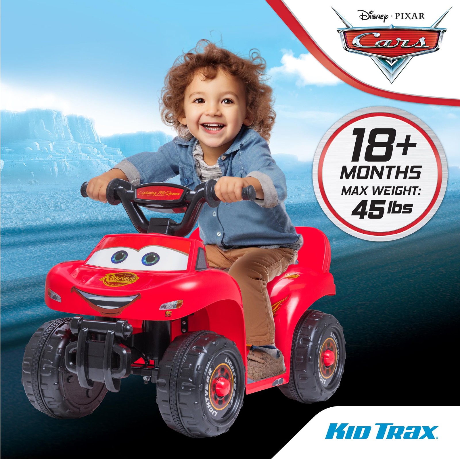 Kid Trax Toddler Disney Cars Quad Ride On Toy Kids 1.5-3 Years Old 6 Volt