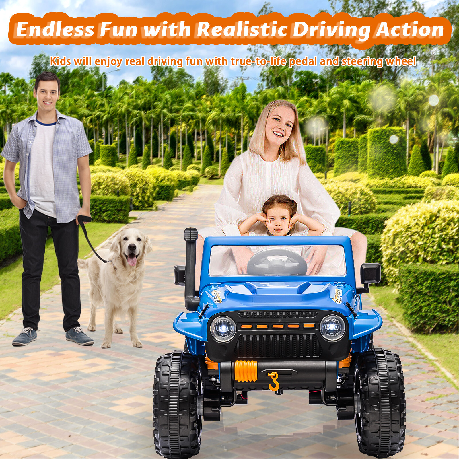 Electric Ride On Car, 2 Seater Battery Powered Truck With 4x35W Powerful Wheels