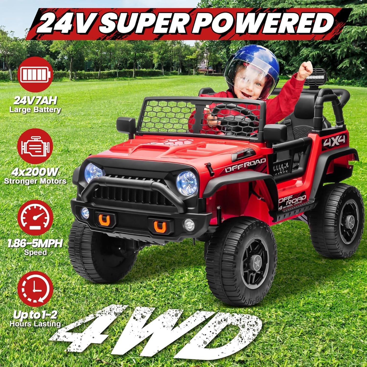 4WD 2WD Switchable 2-Seater Ride On Truck 800W RC 3-Speed Spring Suspension Blue