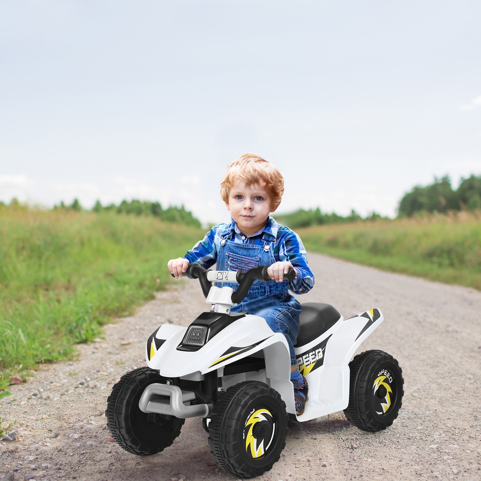 6V Kids Electric Quad ATV 4 Wheels Ride On Toy Toddlers Forward&Reverse White
