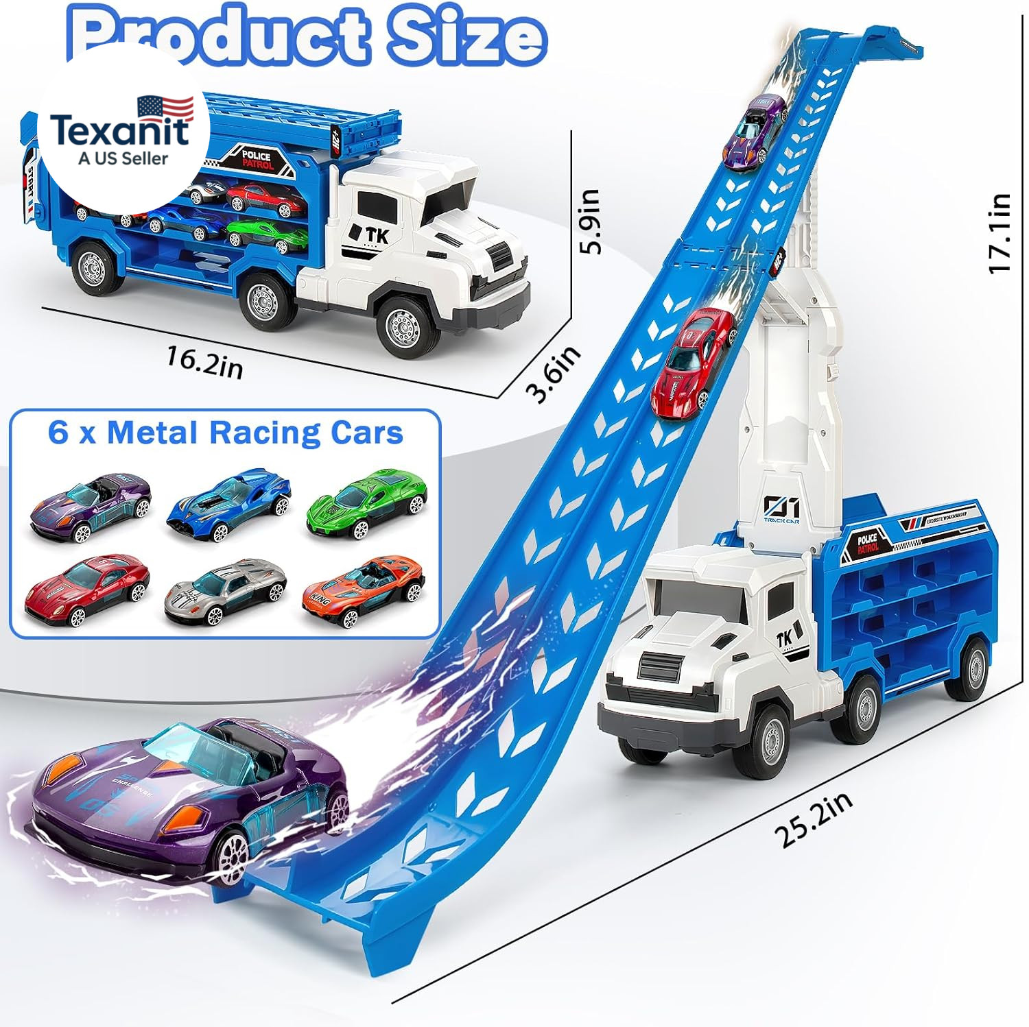 Truck Car Toys for 3, 4, 5, 6 Years Old Boys Girls, 25 in Race Track Truck Toys,