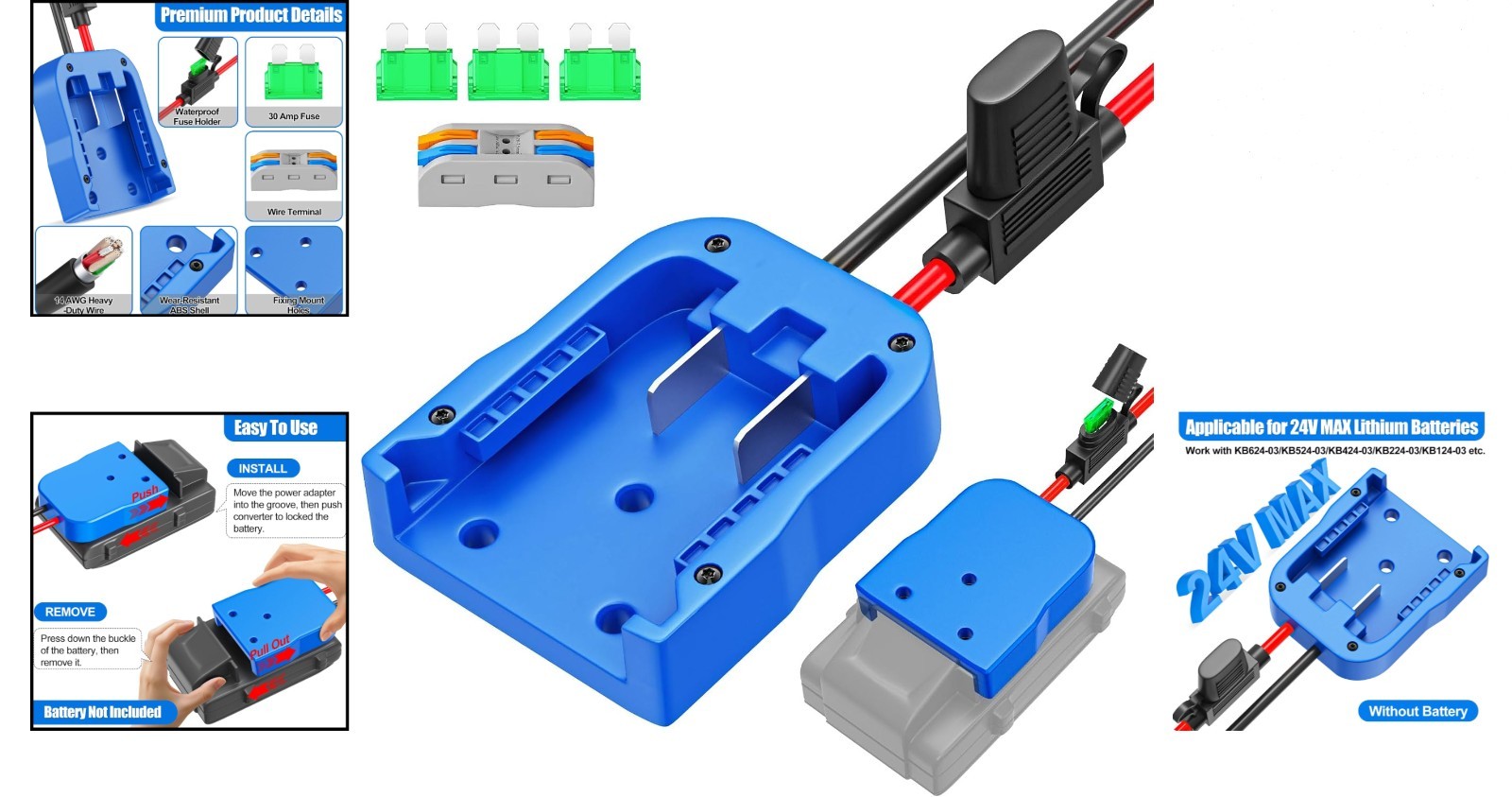 Durable Power Wheels Adapter for Kobalt 24V – Short Circuit Protection Included