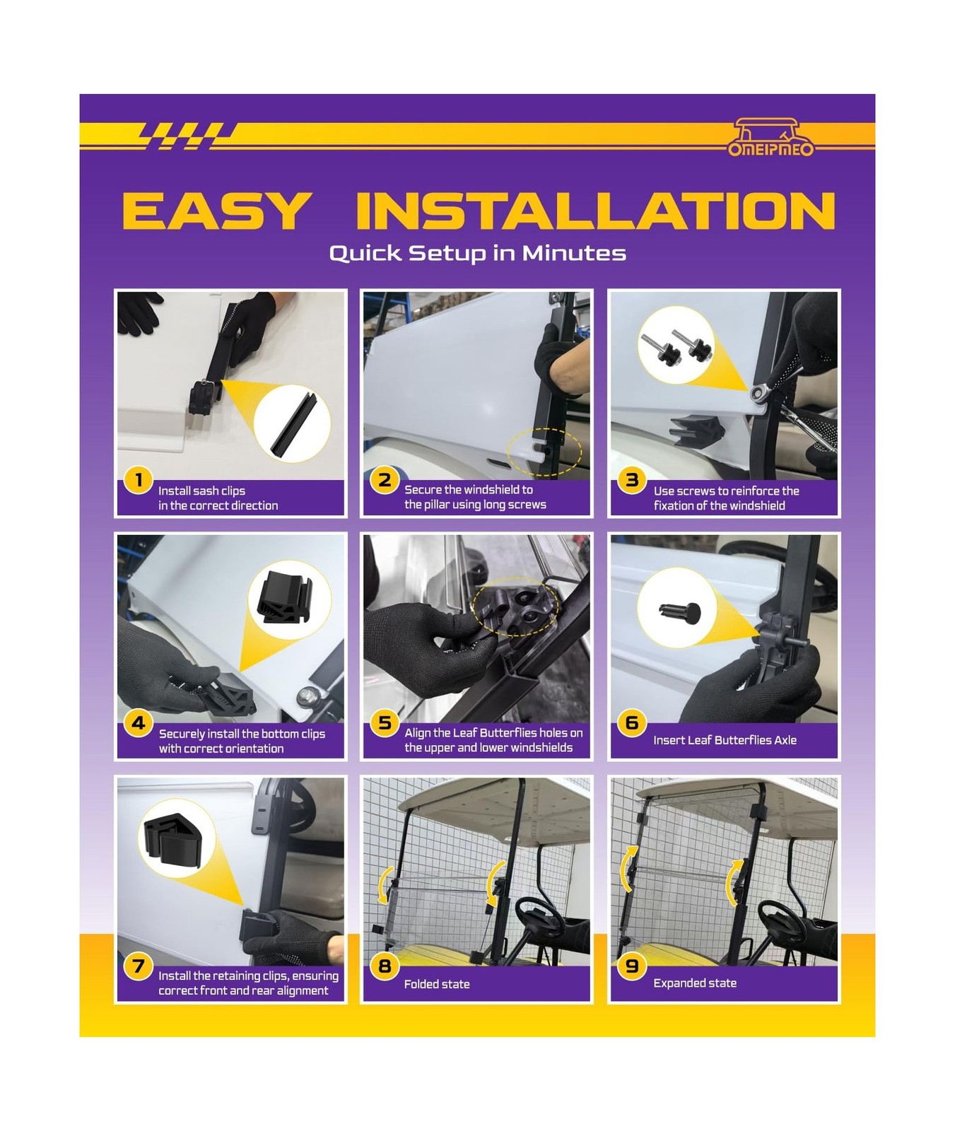 Upgrade Golf Cart Windshield for EZGO RXV 2008-UP Gas/Electric Models, Foldab…