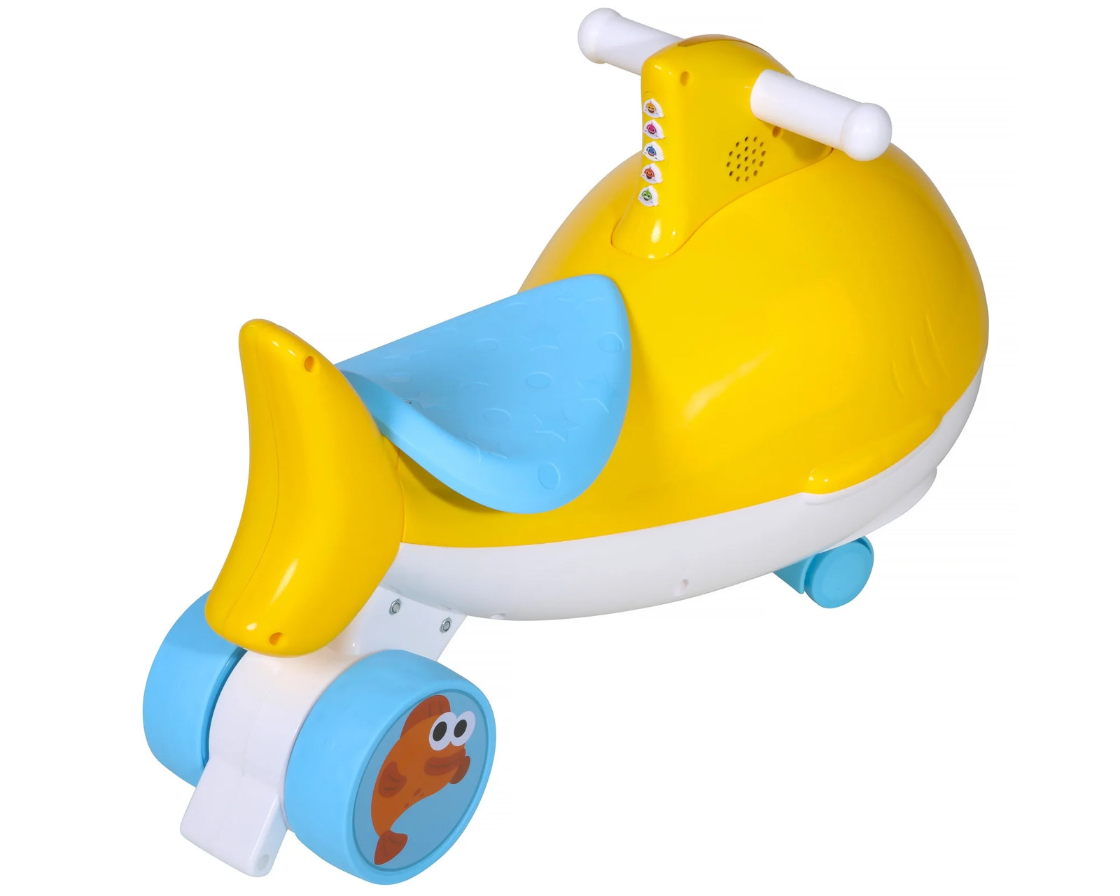 Kids Ride On Toy Yellow Baby Shark Foot-To-Floor Interactive Sounds Light