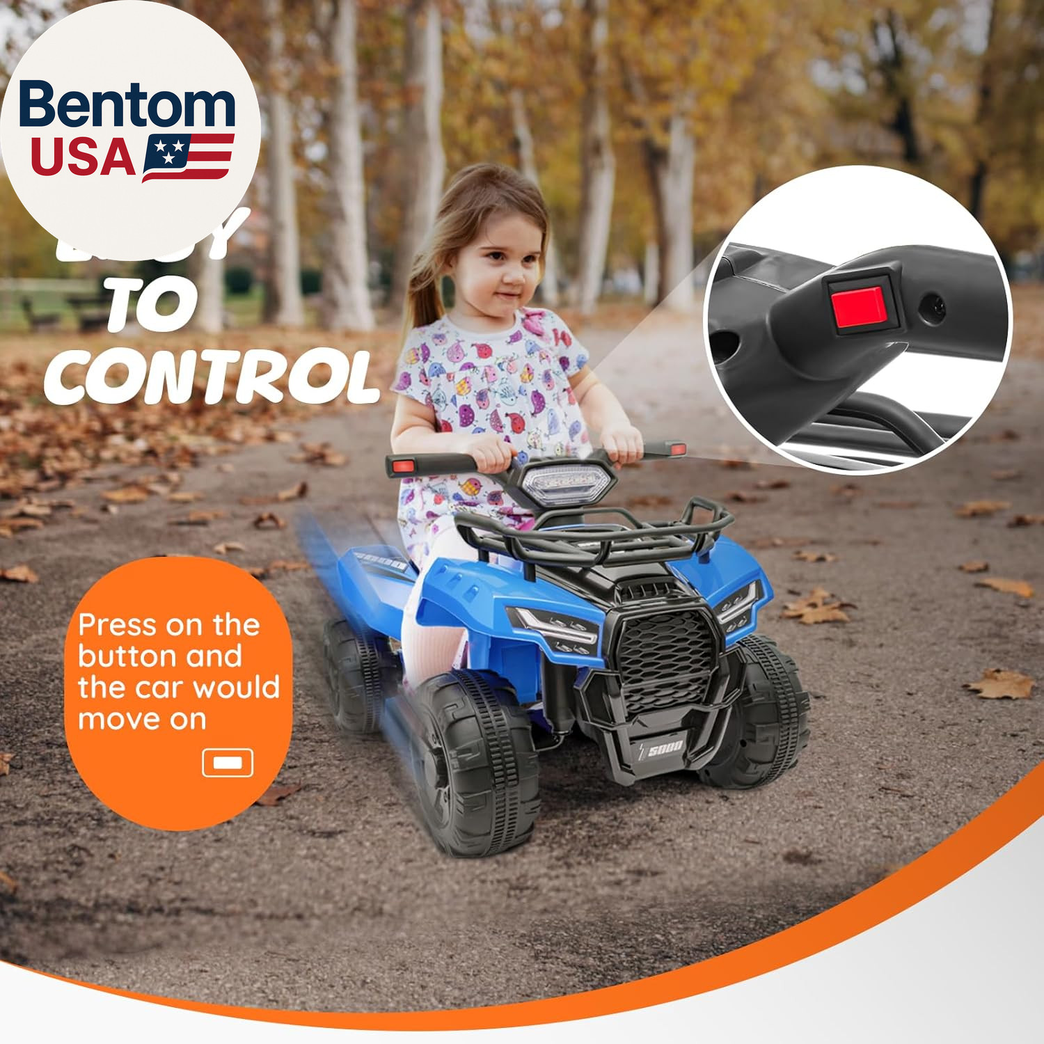 ATV for Kids, 6V Battery Powered Toddler 4 Wheeler W/Music, Light, 1.2Mph Max Sp