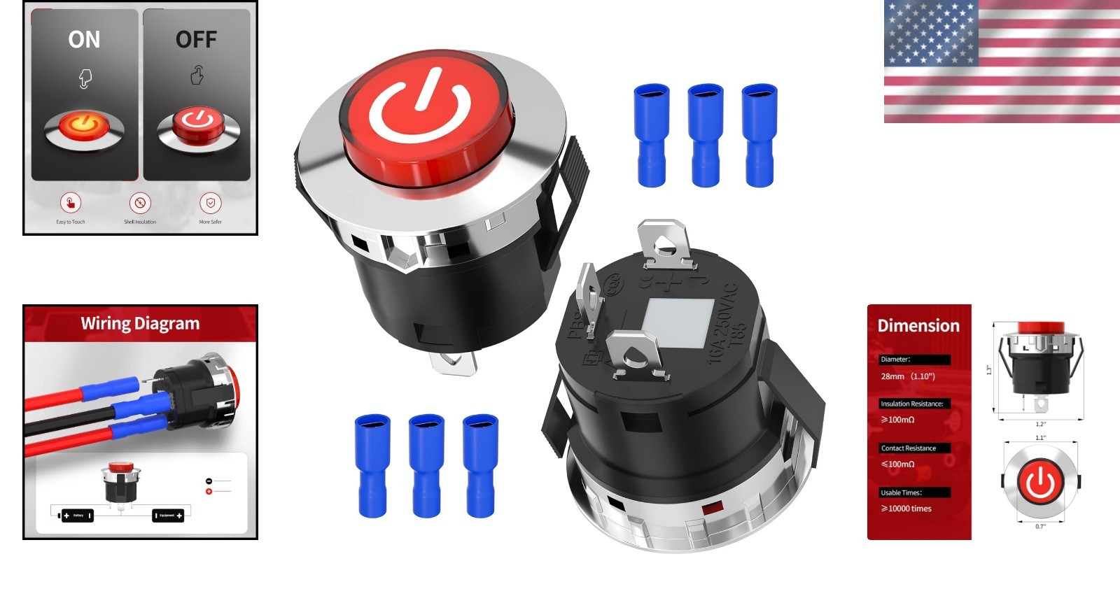 Children’s 12V Push Button Start Switch – Ideal for Ride-On Toys & Easy Install