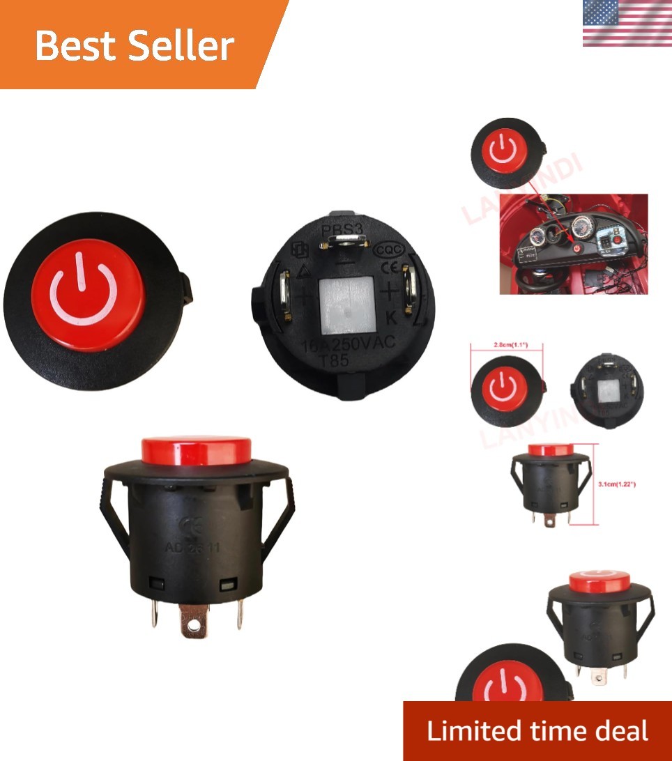 (2 PCS) Power Button Switch Push Start Replacement for Kids Ride On Toy Car 12V