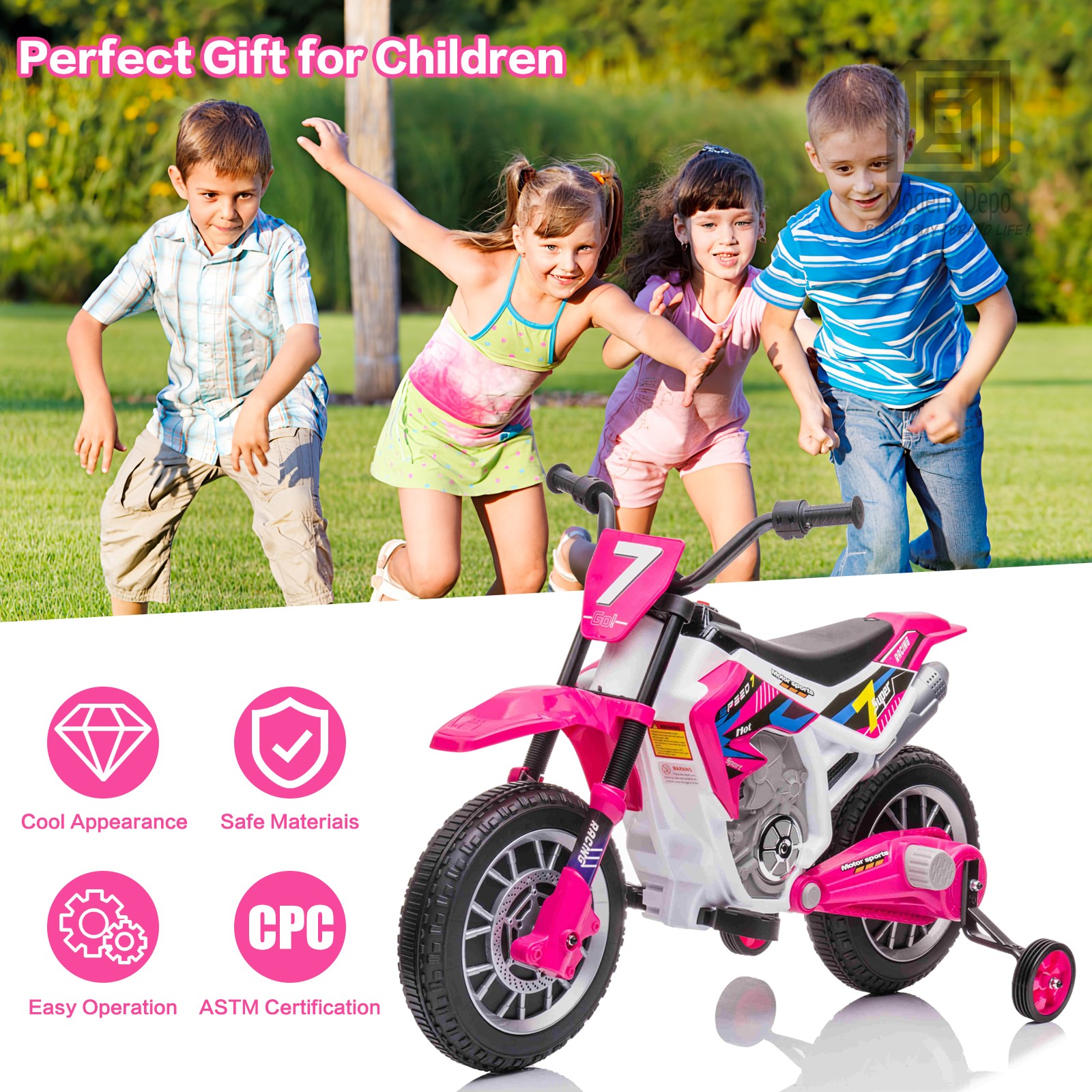 12V Kids Electric Ride on Motorcycle Off-Road Dirt Bike with Spring Suspension