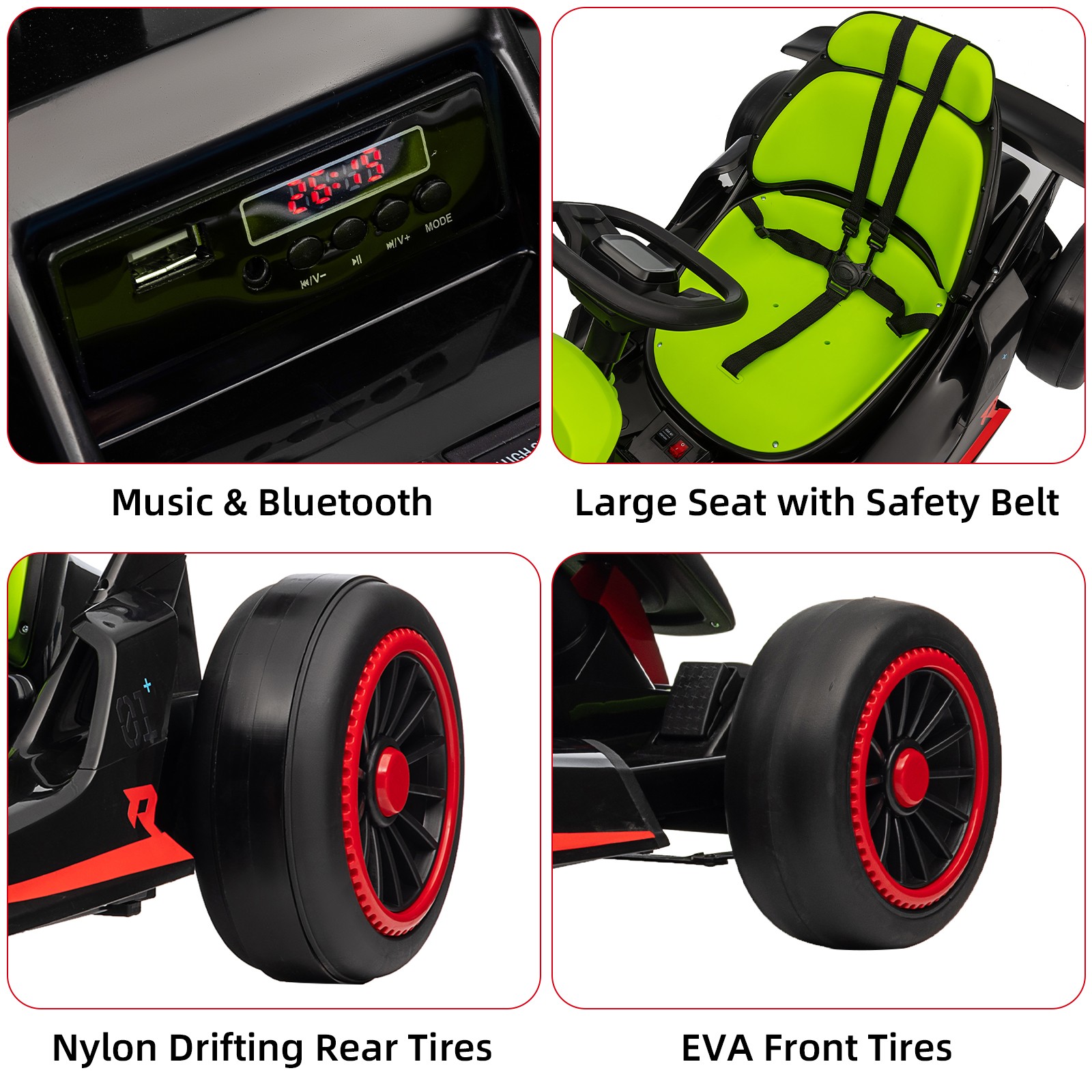 24V 7Ah Ride On Go Kart Electric Drift Kart Race Car Kids Ride On Racing Toy US