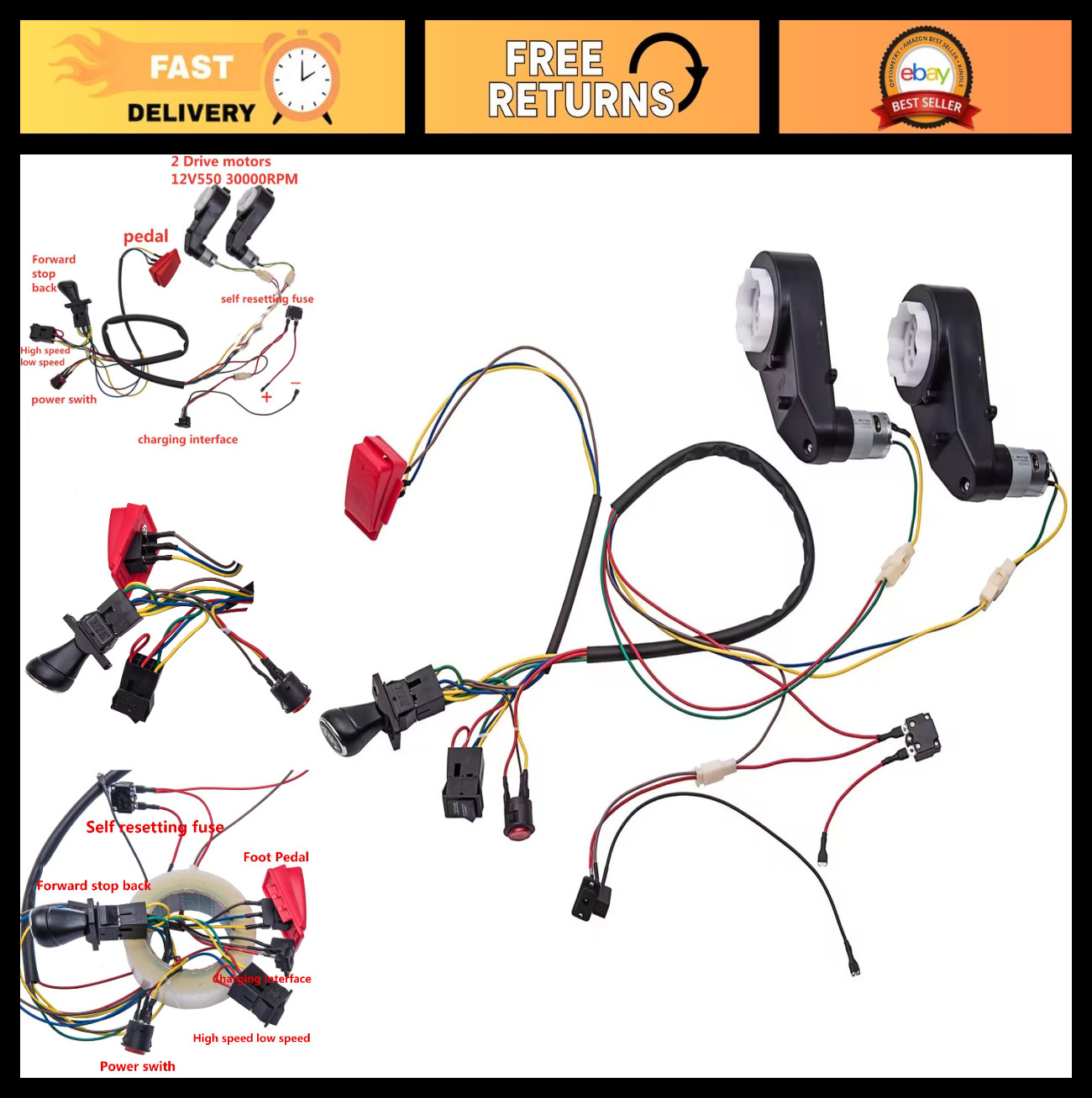 DIY Electric Car Accessories for Kids – Wires, Gearbox & Parts for Ride-On Toys