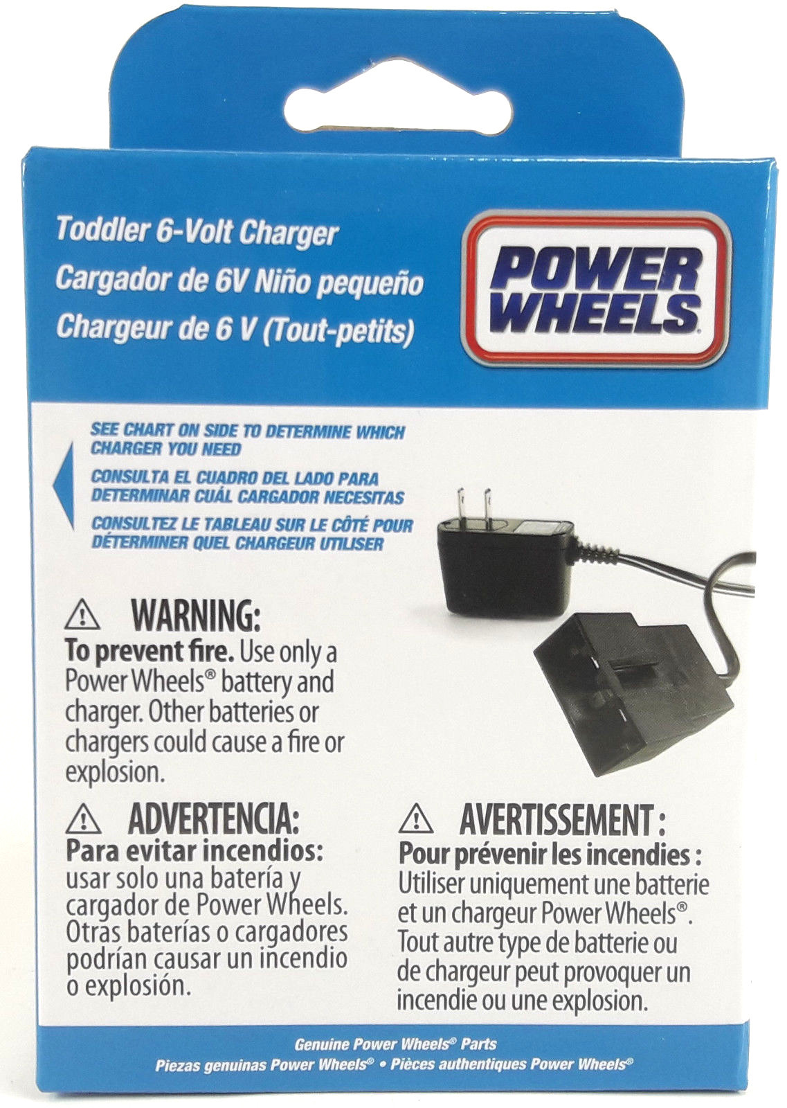 Power Wheels Toddler 6-Volt Charger – New In Box – 00801-1781 – Charges Blue 6V
