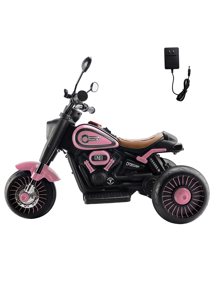 3Wheel 6V Kid Ride On Motorcycle Electric Toy With Colorful Light And Music Pink