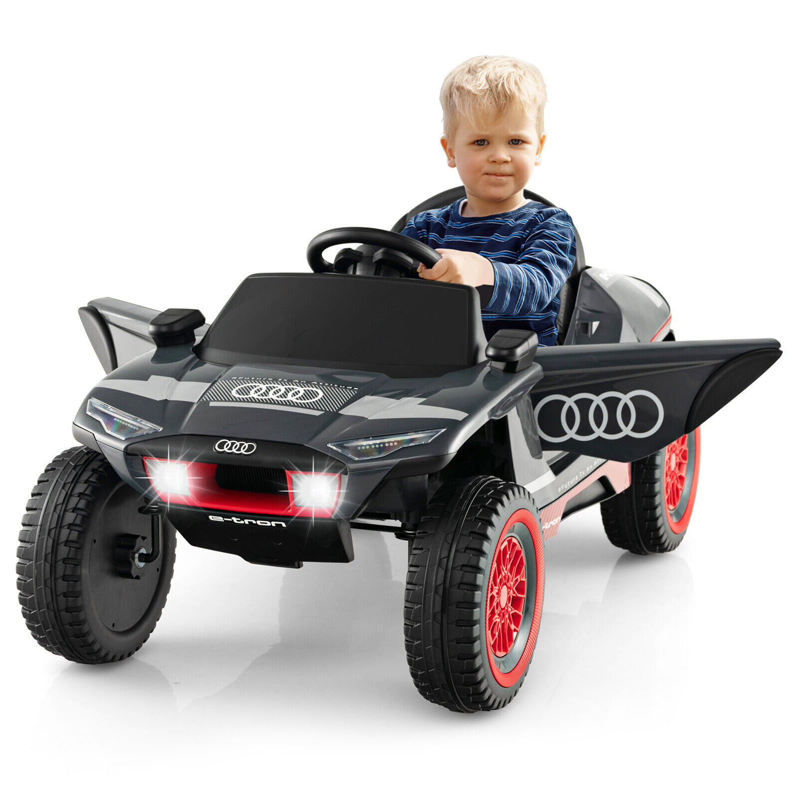 12V Licensed Audi Kids Ride-On E-tron Racing Car w/Remote Control & Lights Gray
