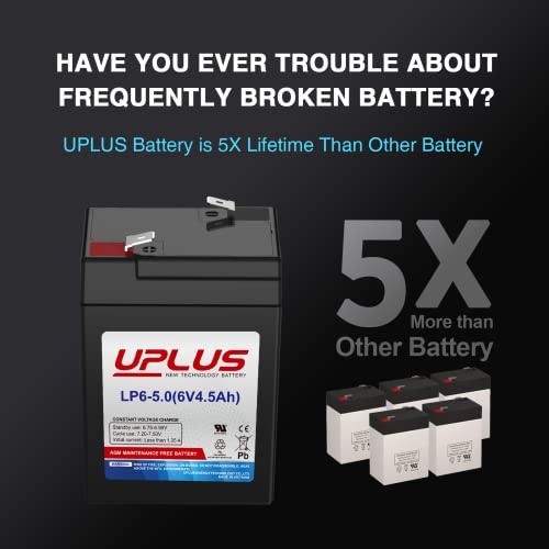 UPLUS 6V 4.5AH Rechargeable Battery, LP6-5.0 SLA AGM Replacement 6V 4.5Ah
