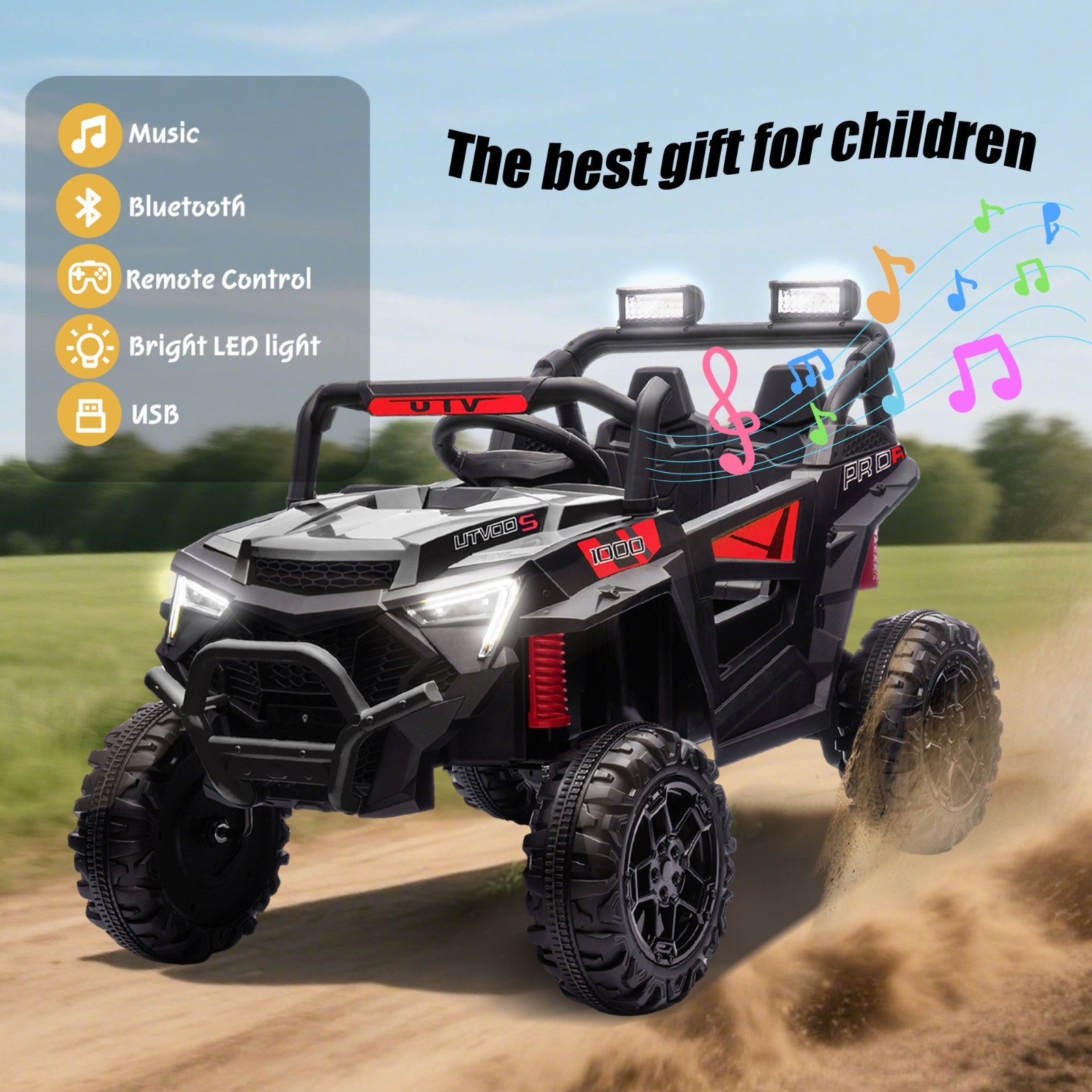 24V Kids Electric Car Ride On Toy UTV w/Remote,Power Wheels Truck for Boys Girls