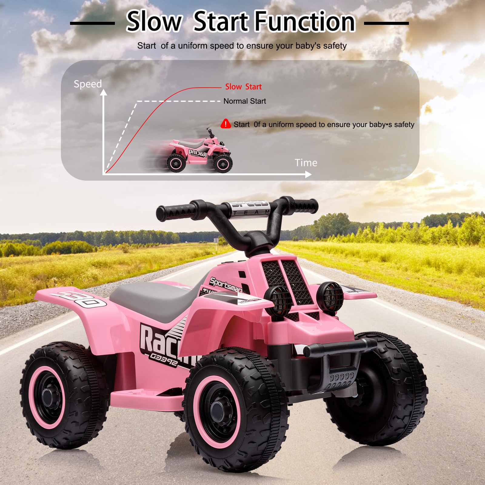 6V Kids Ride On Electric ATV,Ride Car Toys with LED Headlights for Boys & Girls