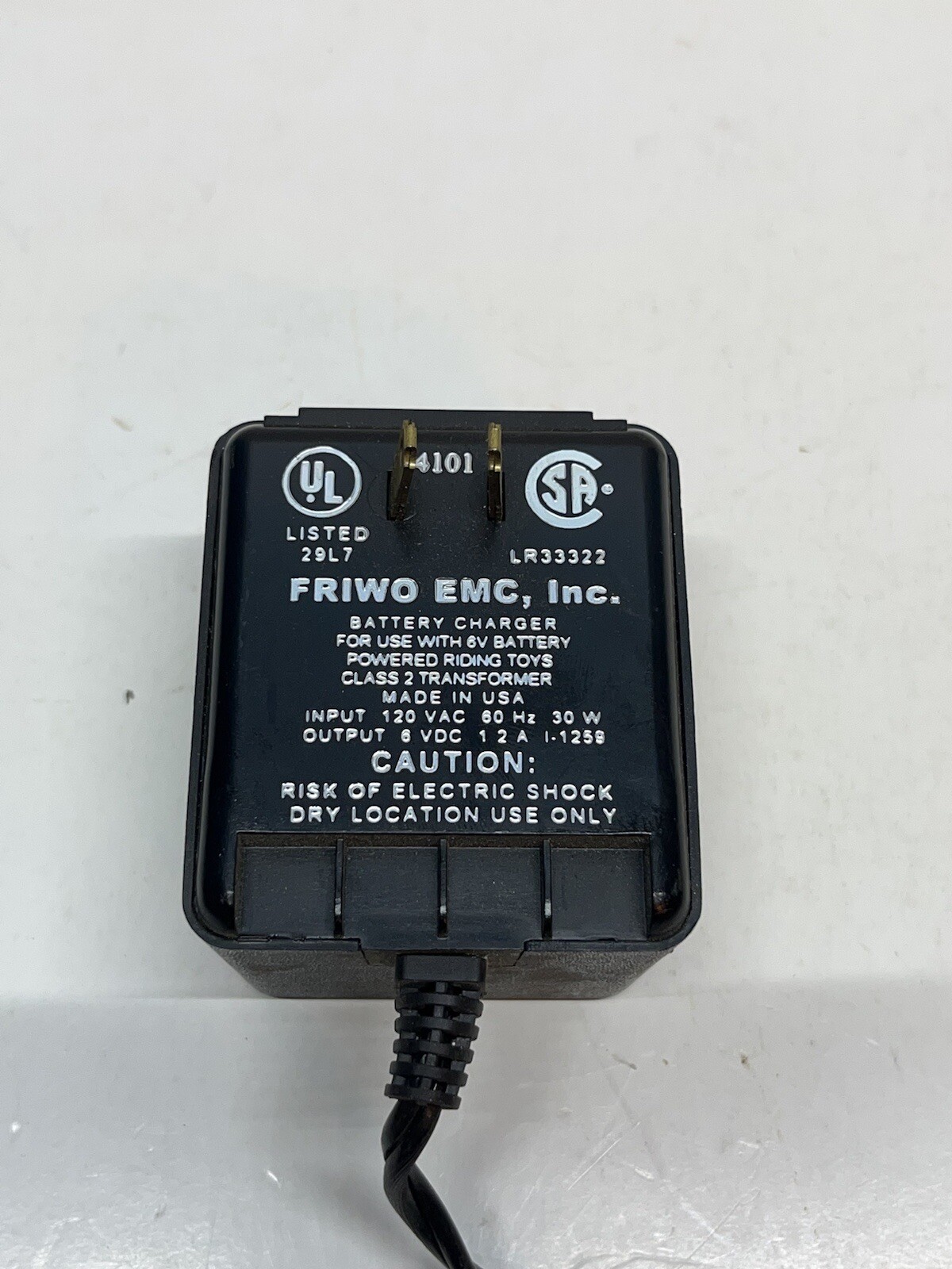 6V 6 volt battery charger black plug adapter ac dc VDC