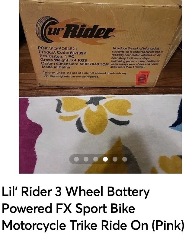 Lil’ Rider 3 Wheel Battery Powered FX Sport Bike Motorcycle Trike Ride On (Pink)