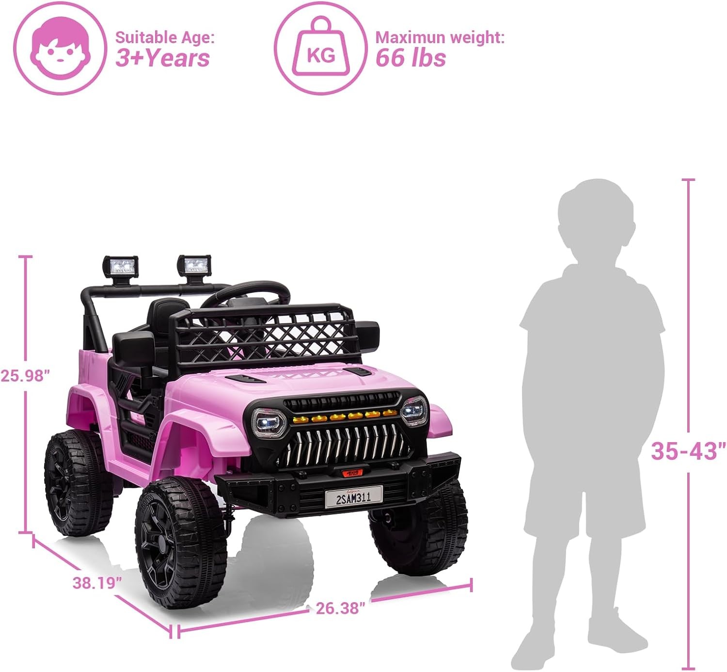 Ride On Car for Kids,Toddlers Truck,4-Wheel Electric Vehicle,Toy for Boys Girls
