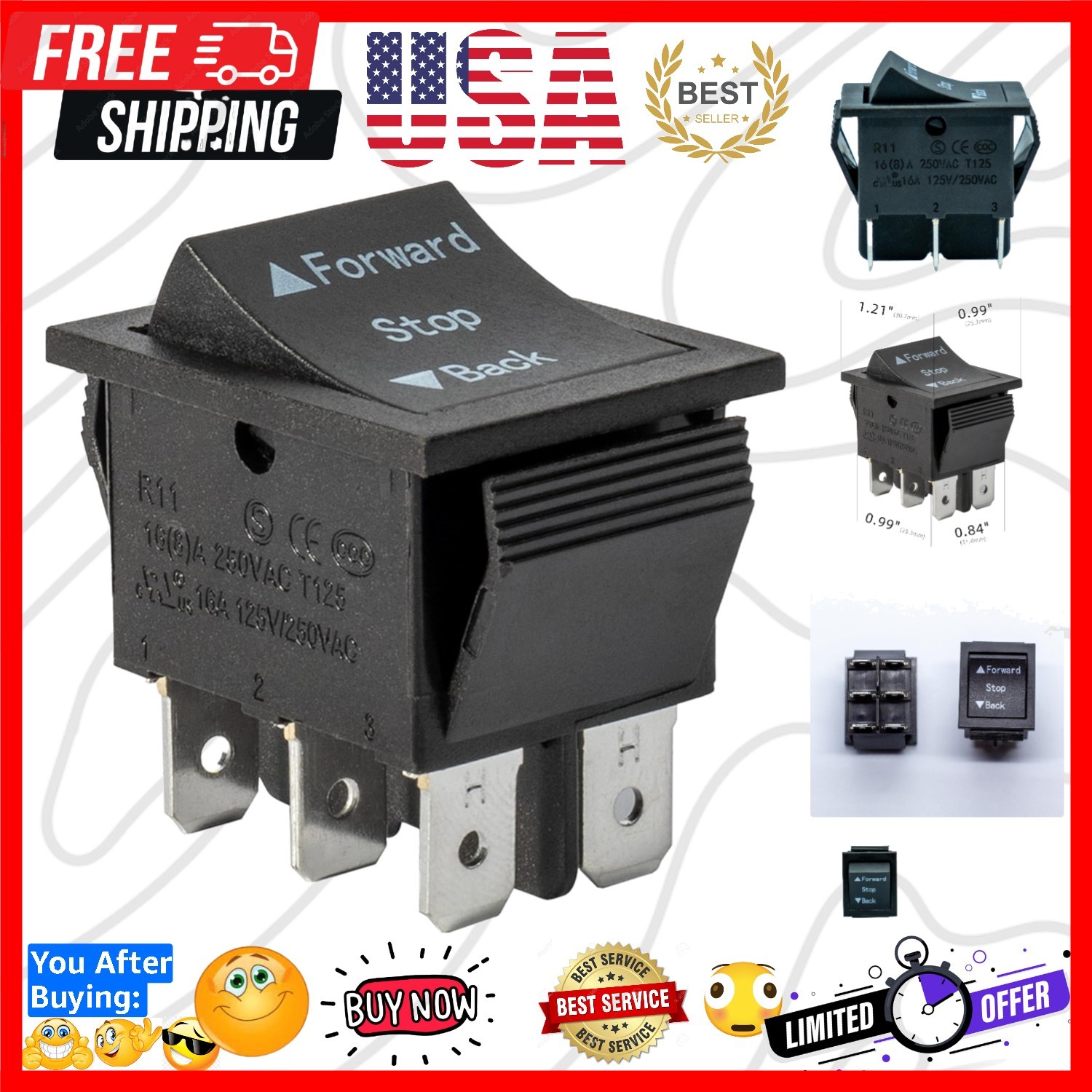 2 Pcs Universal 6V 12V 24V Forward Reverse Switch Compatible with Power Wheel…