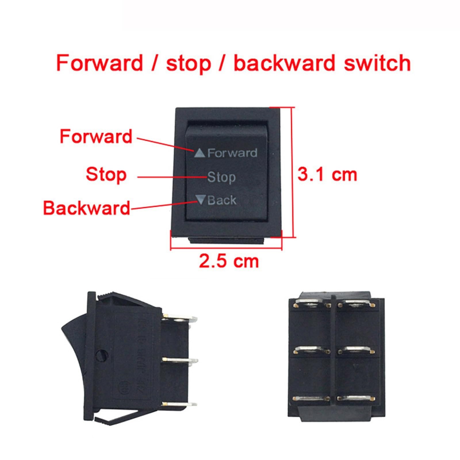 2 PCS 6V 12V Forward Reverse Switch for Kids Ride-On Car Replacement Parts, Blac