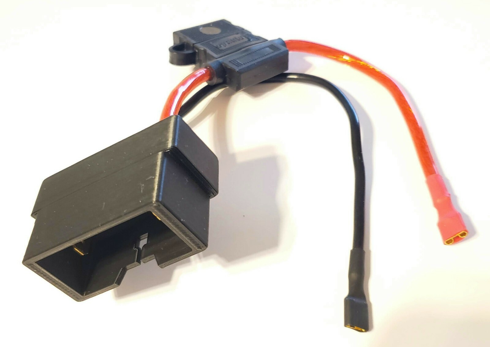 Fused Power Wheels Female 12v Connector Plug Battery Side 3D printed 12AWG wire