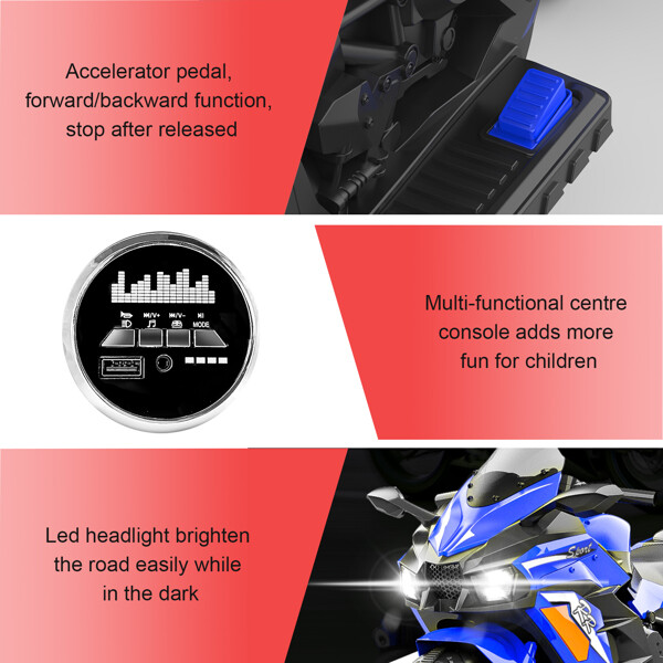 Kids Ride On Dirt Bike 12V Electric Motorcycle Training Wheel Light Music Gift