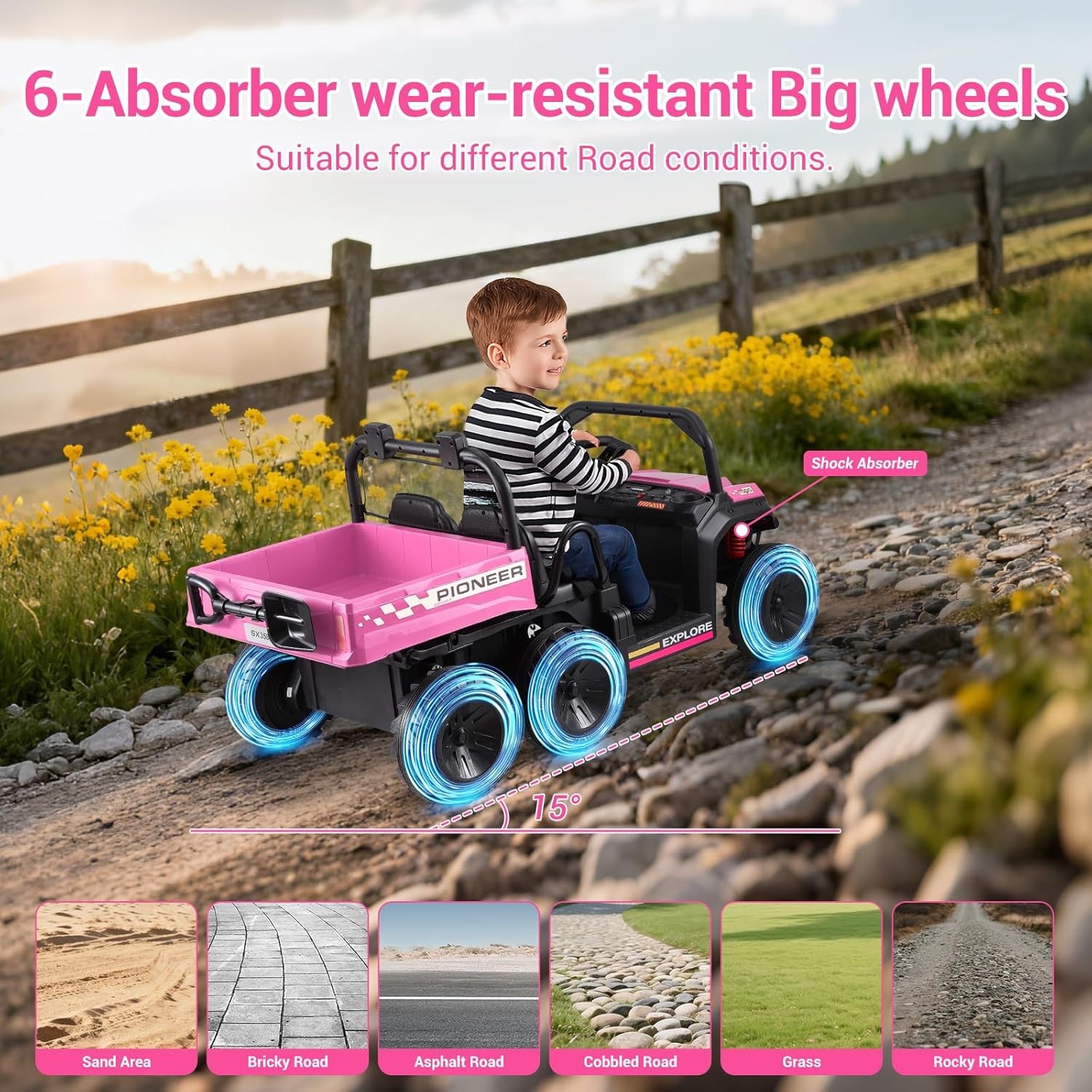 2 Seater Ride on Car 24V Kids Electric Dump Truck 4WD 6Wheeler w/Parental Remote