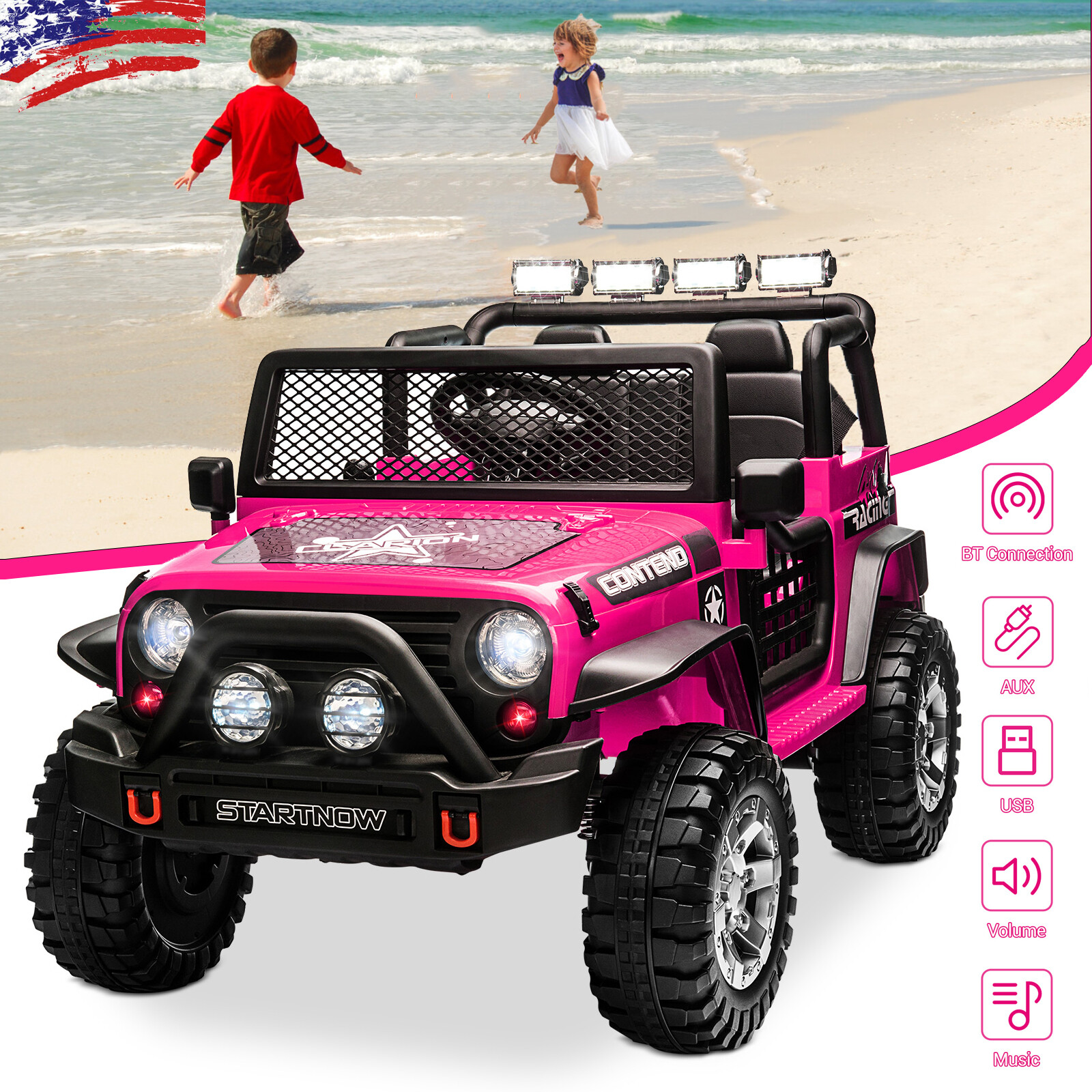 12V Electric Kids Ride On Car 2-Seater Truck Jeep Vehicle Toy w/Remote Control