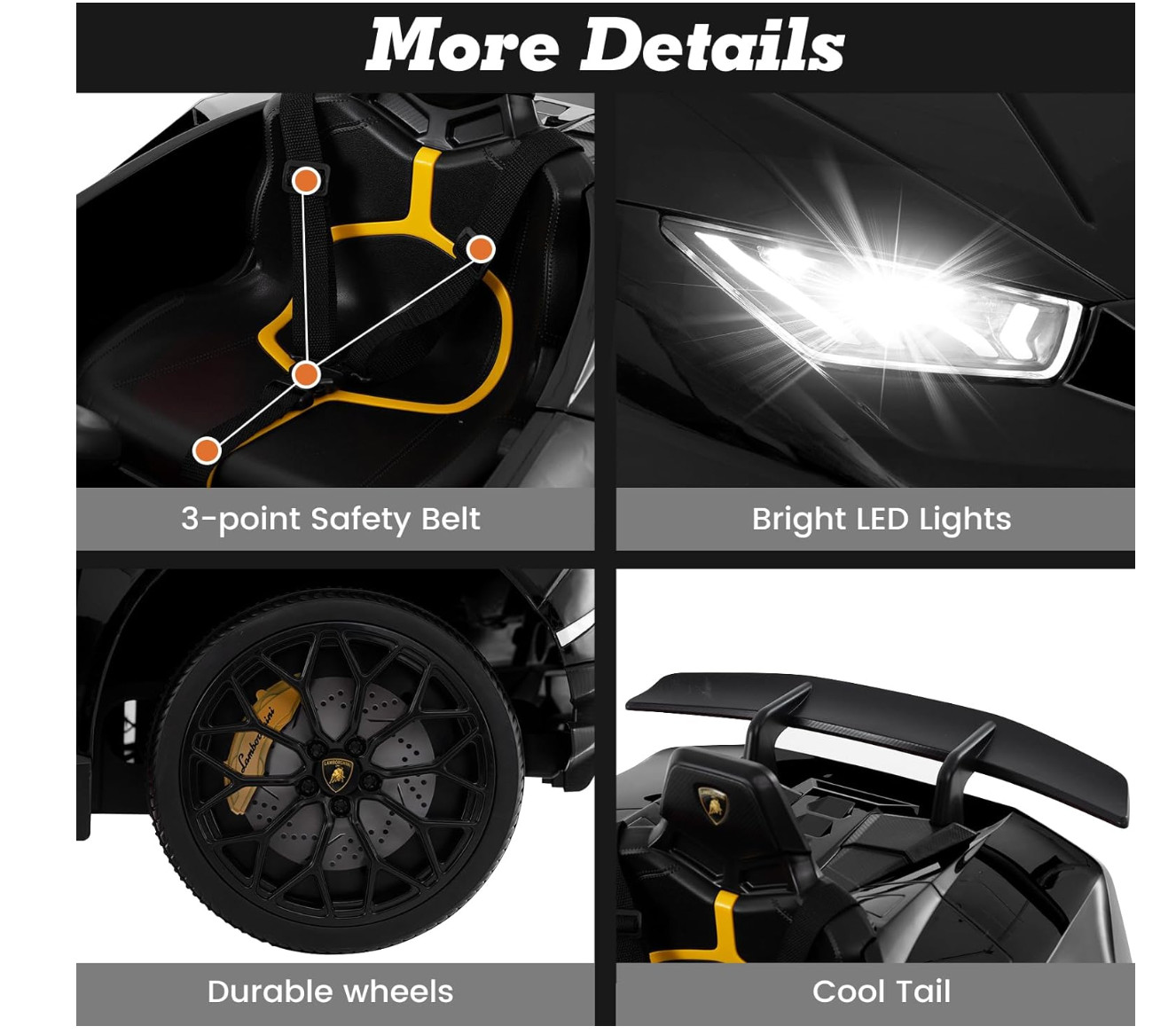 Lamborghini Huracan Ride on Car by INFANS, 12V Kids Electric Vehicle Ba