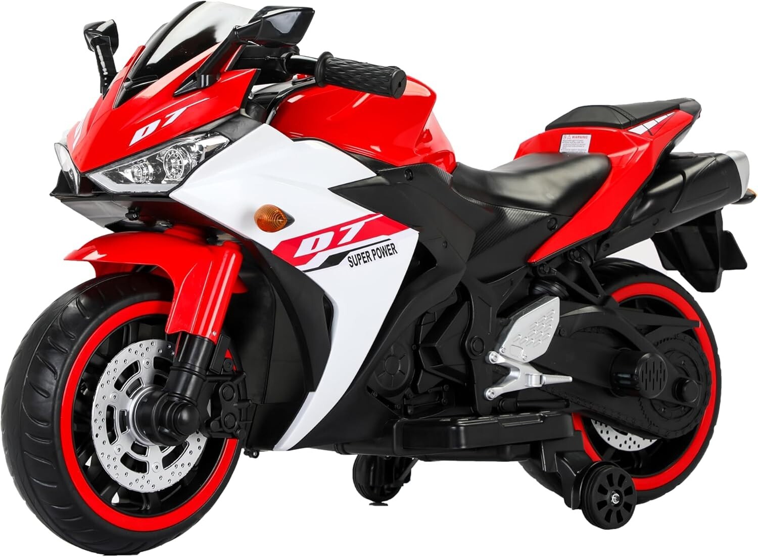 Kids Electric Motorcycle with Wheels for 3-8 Years Boys Girls,Red White