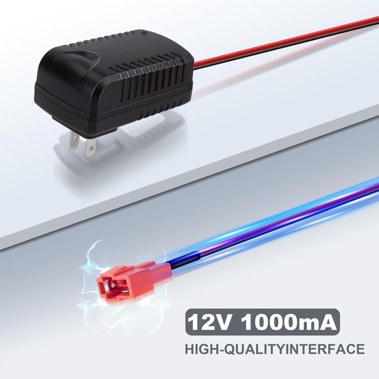 12V Ride-On Toy Battery Charger with Red Square Plug for ATV & Cars