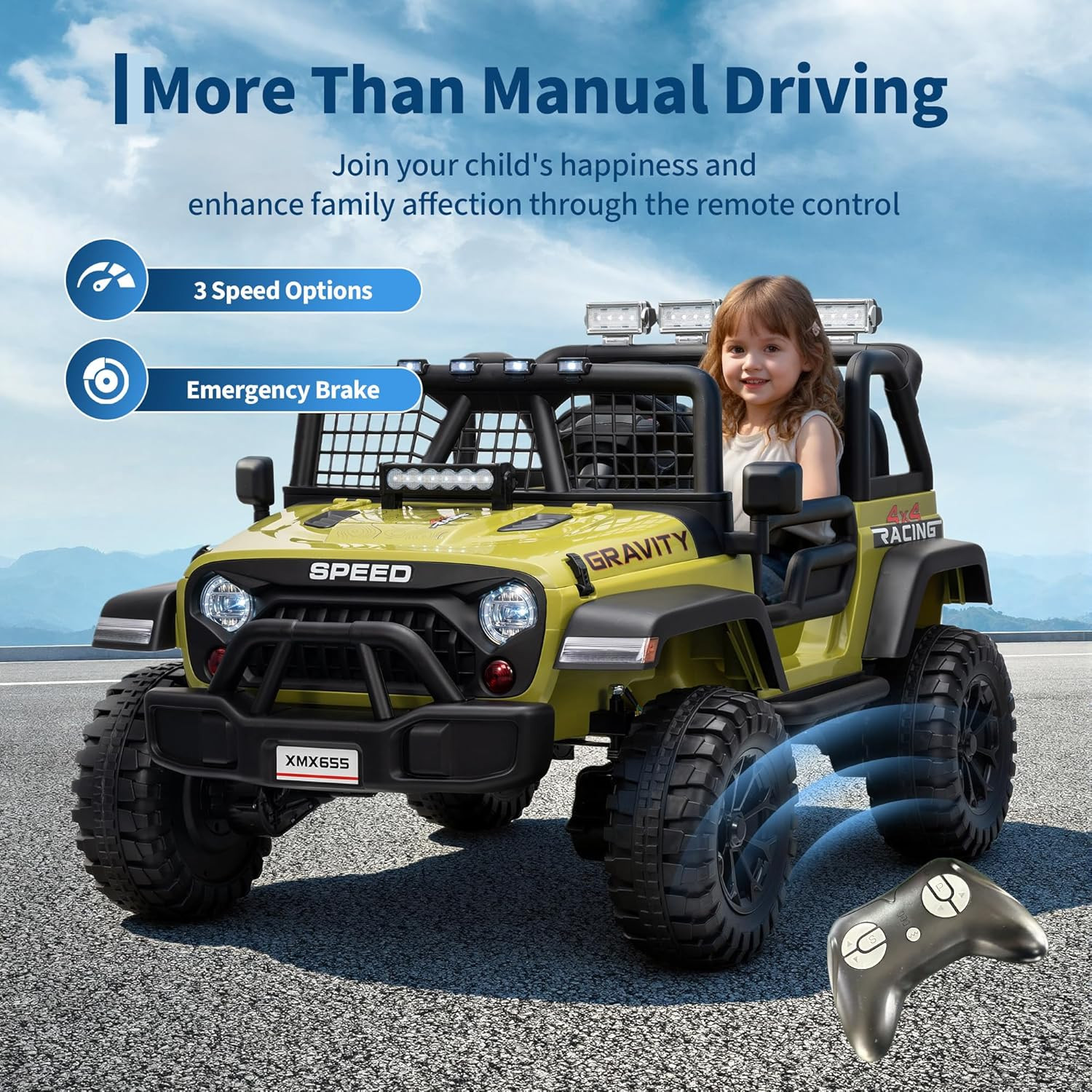 24V 2-Seater Kids Electric Truck with Parent Remote Control, 100Min Ride-On Car,