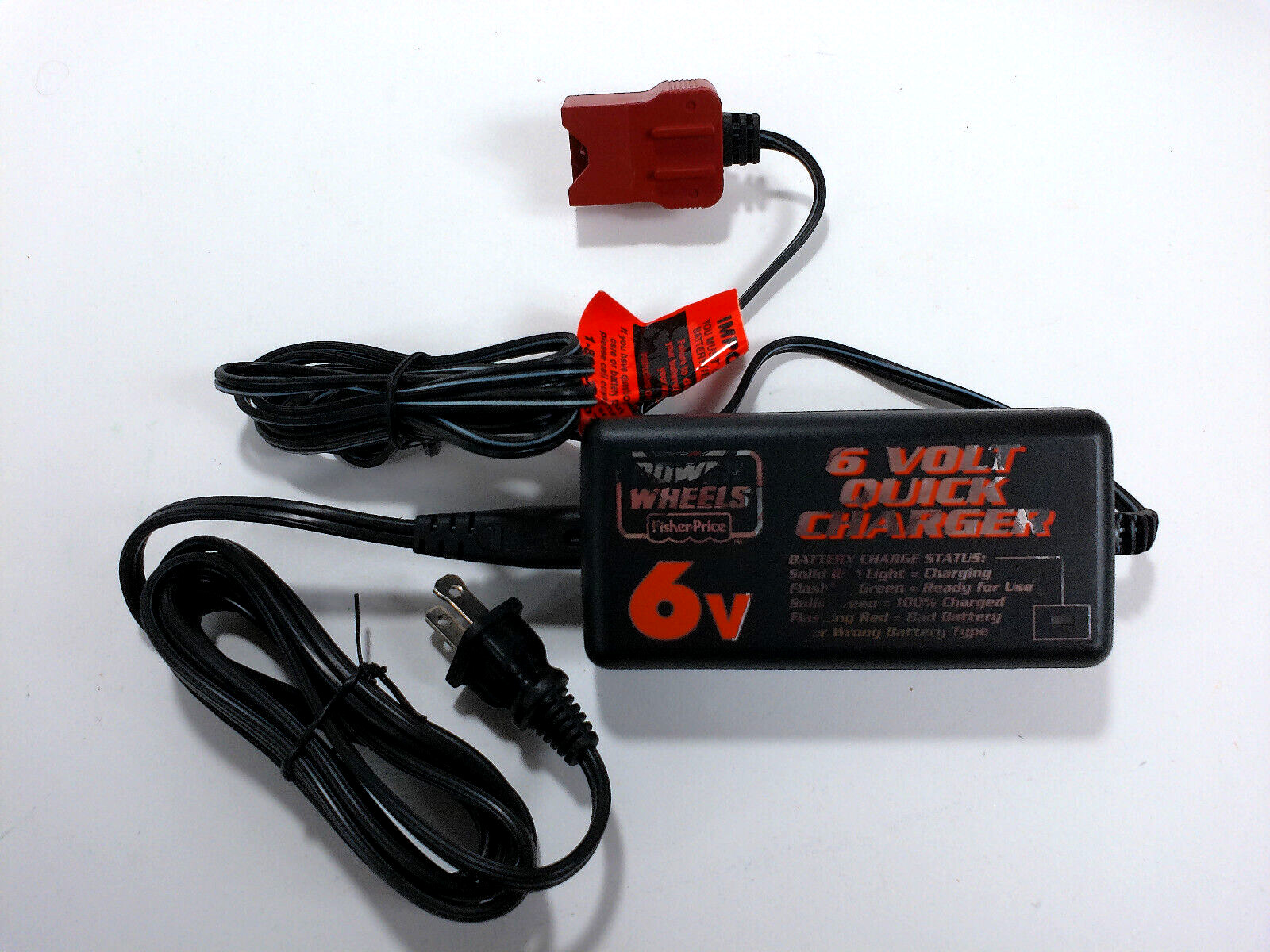 Fisher Price 6V Power Wheels 6 Volt Quick Charger Model 00801-1484 ( 6V 2.5A )
