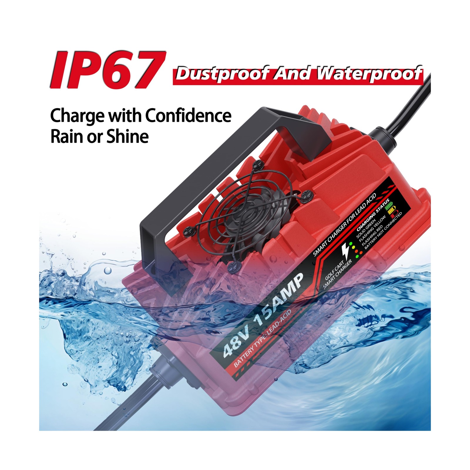15 Amp 48 Volt Golf Cart Battery Charger for Club Car Precedent & DS – 3-Pin …