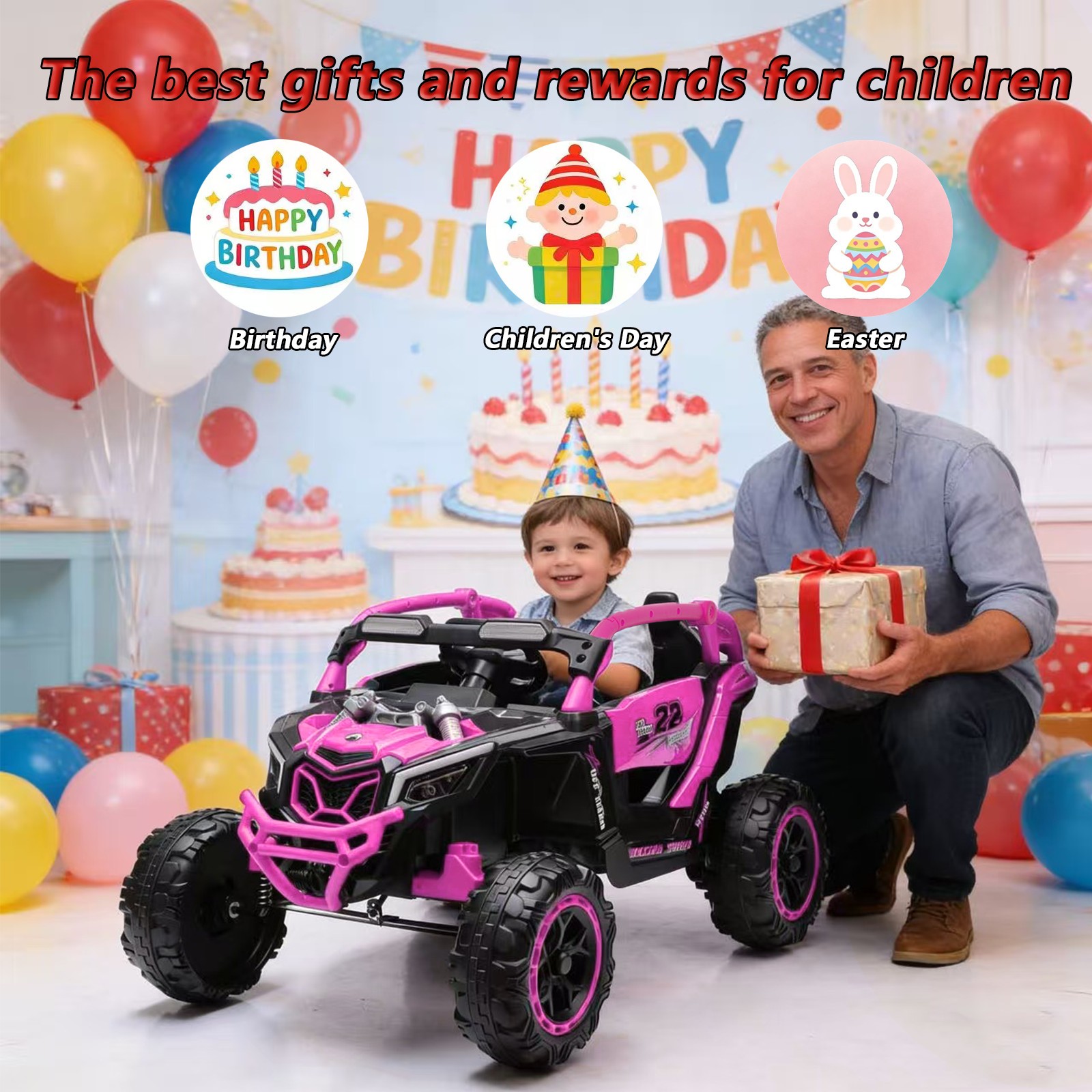 2 Seaters Ride on UTV 24V 400W Kids Electric Car Truck with Remote Music Light