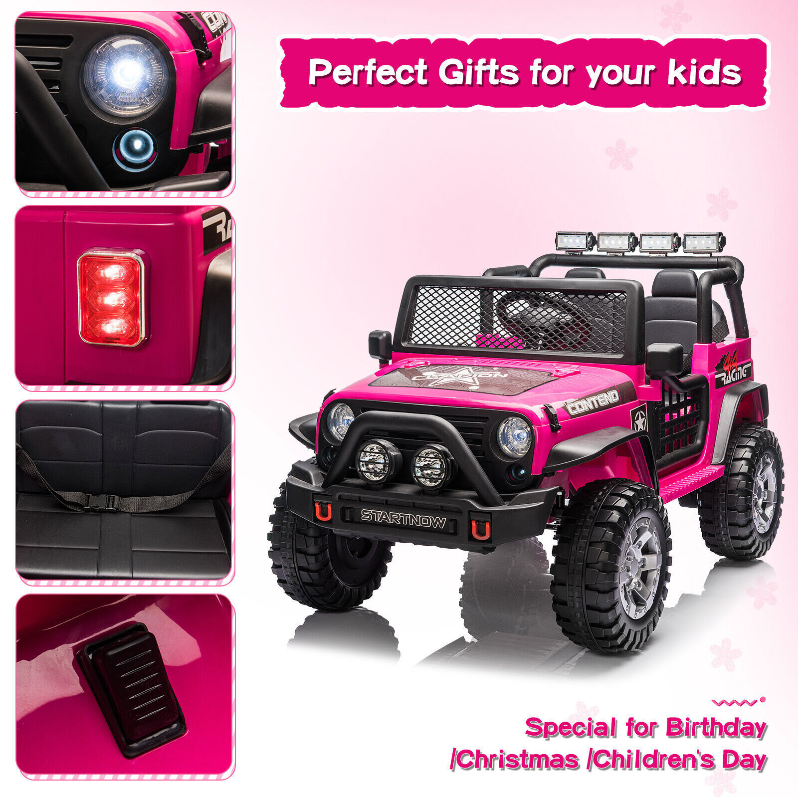 12V Kids Ride On Truck Electric Jeep Vehicle 2 Seater Car Toy w/ Remote Control