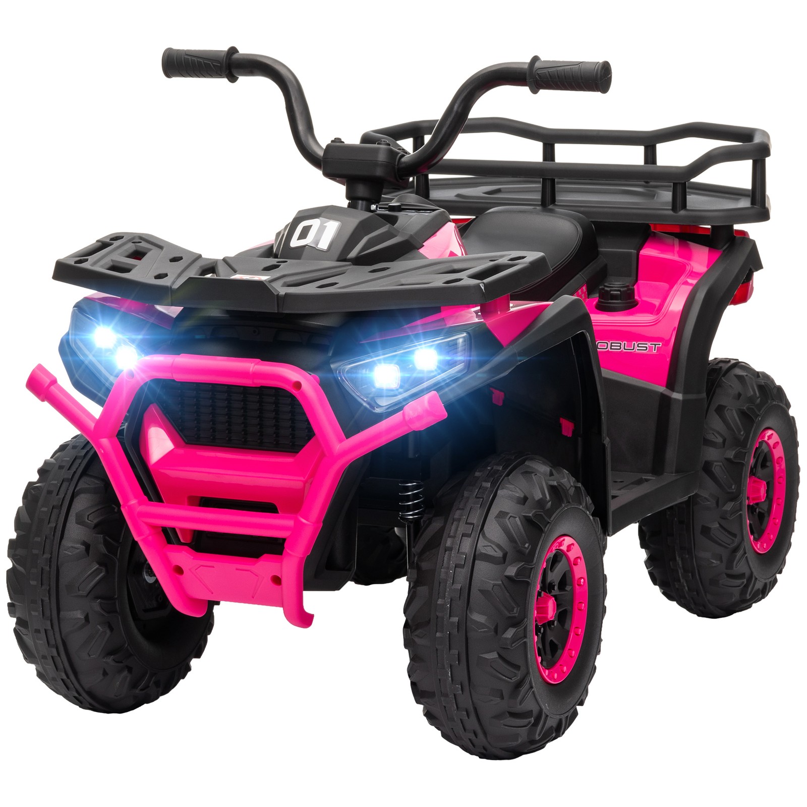 Qaba 12V Kids ATV, 4 Wheeler with Spring Suspension, Storage, Pink