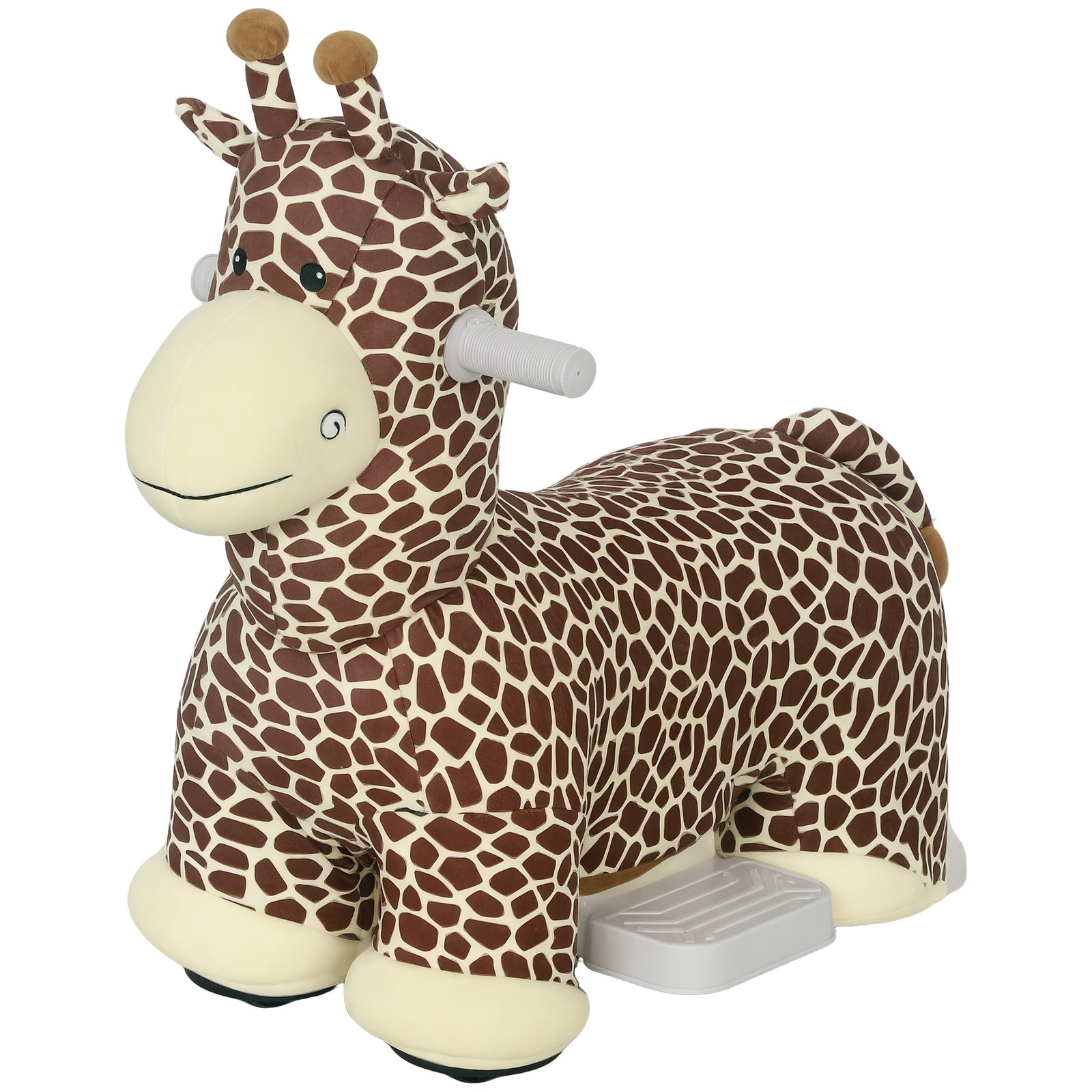 Qaba 6V Kids Ride On Giraffe Battery Powered Toy Washable Plush Cover Brown