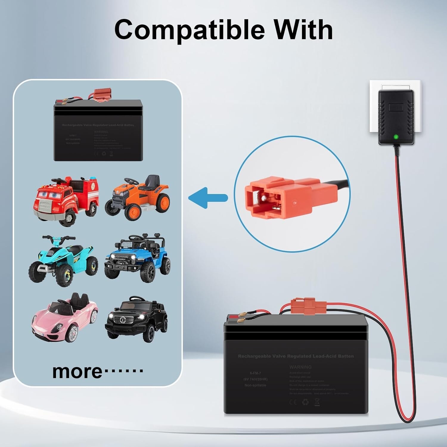 6V Kids Ride On Car Charger 6 Volt Battery Charger BMX X6 Kid TRAX Disney GMC