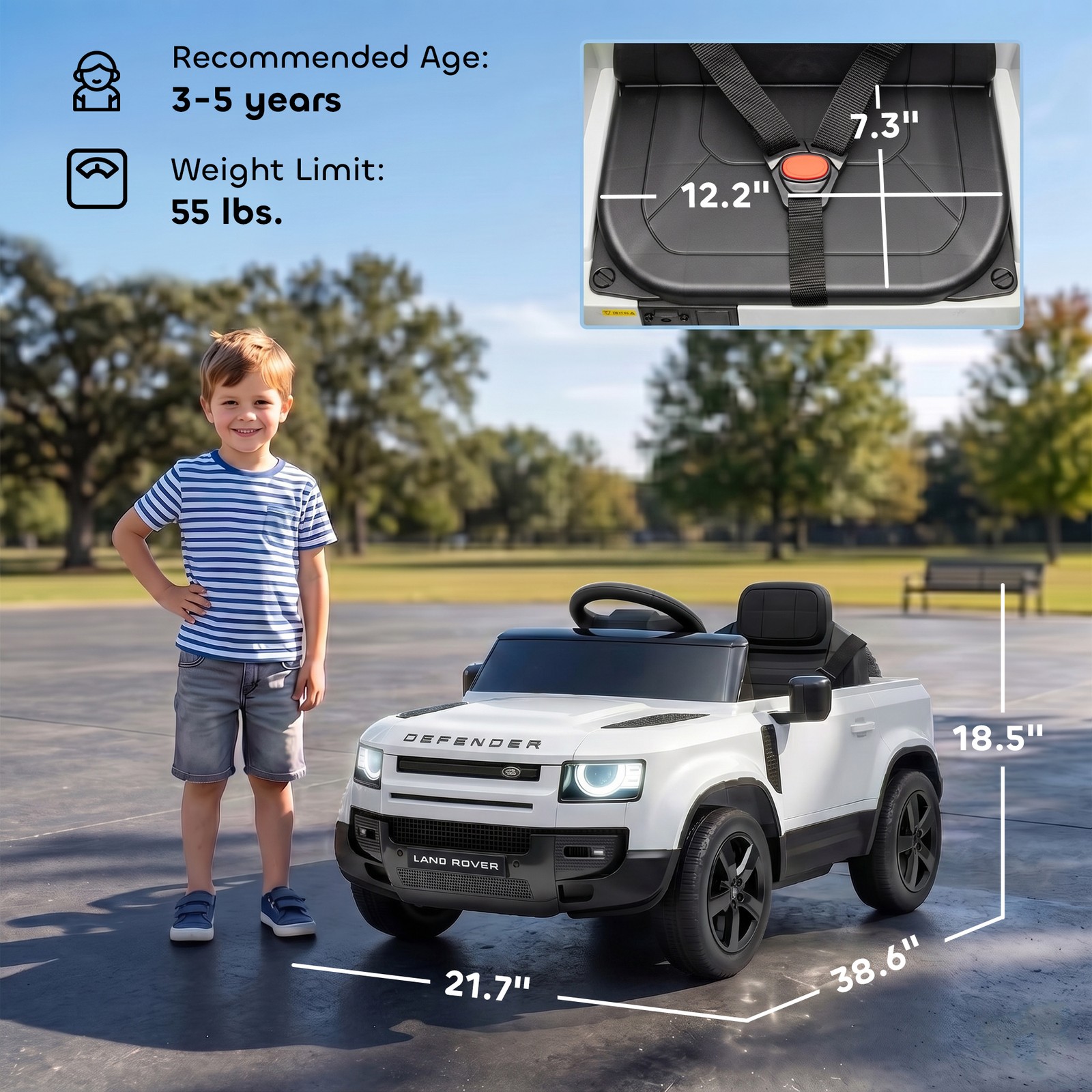 Qaba 12V Ride on Car Licensed Land Rover with Suspension & Remote, White