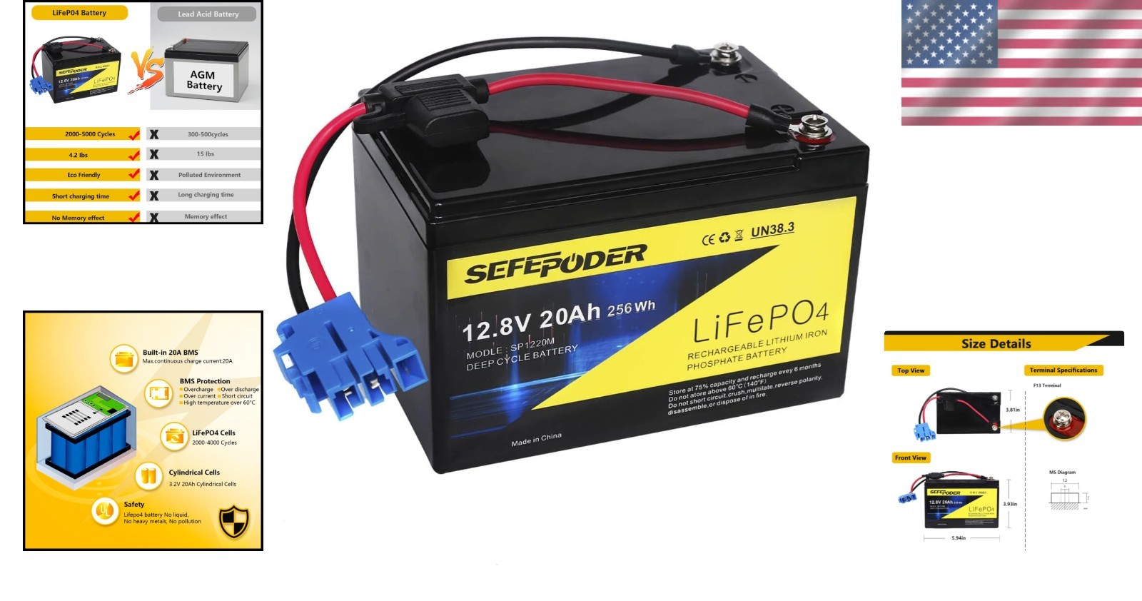 12V 20Ah LiFePO4 Replacement Battery for Peg Perego Ride-On Toys – Safe, Durable
