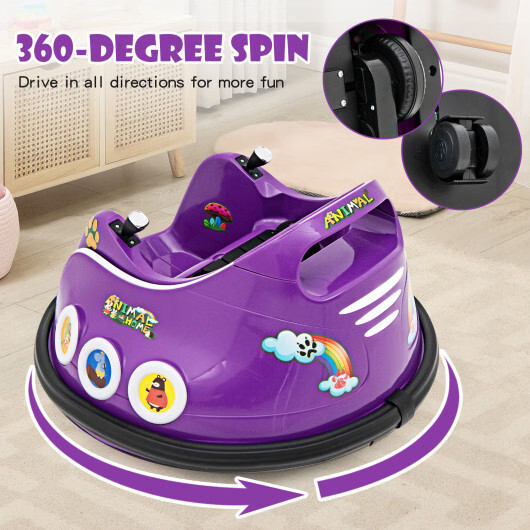 12V Electric Ride On Car with Remote Control and Flashing LED Lights-Purple – Co