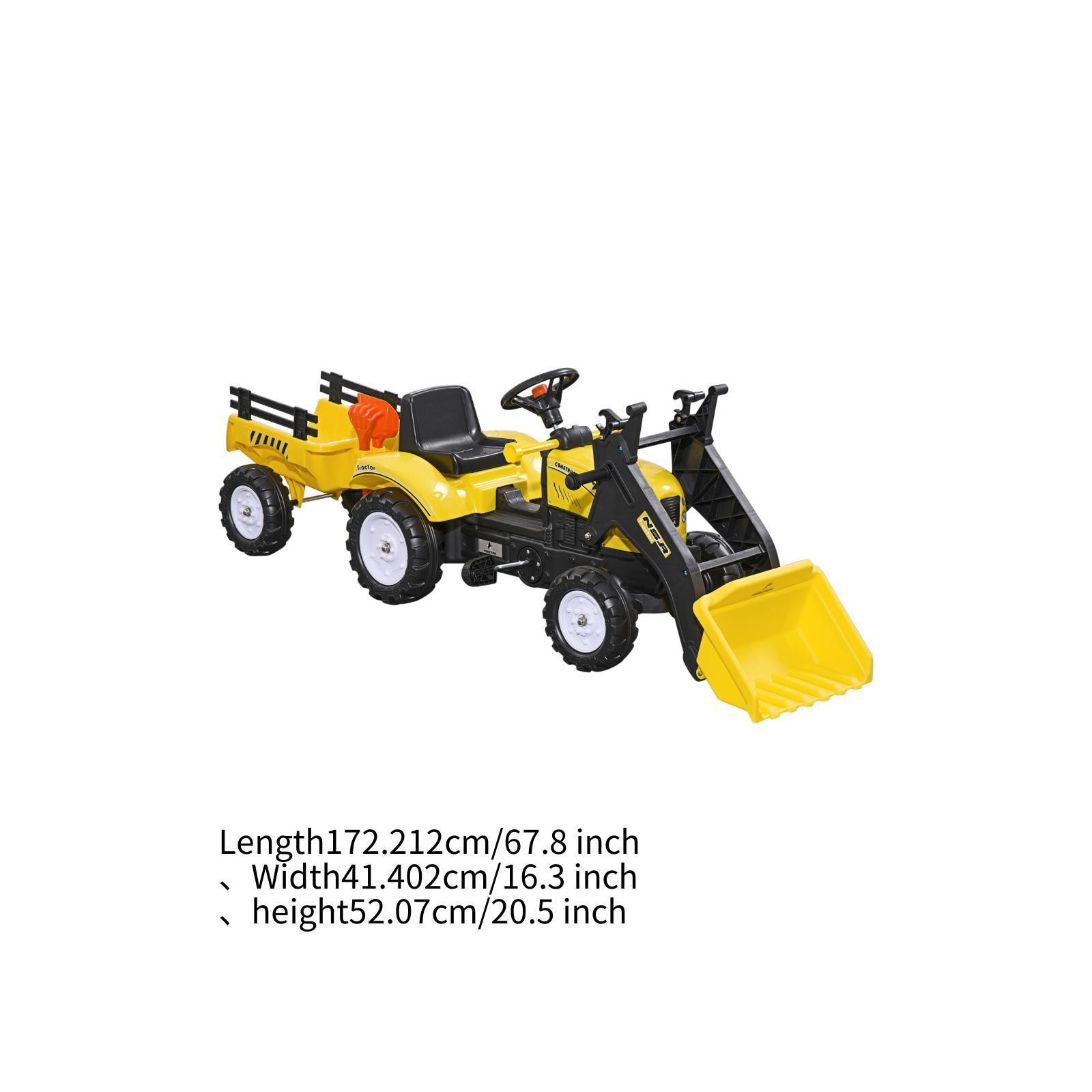 Ride-On Construction Excavator for Kids, Forward/Backward Pedal Action,