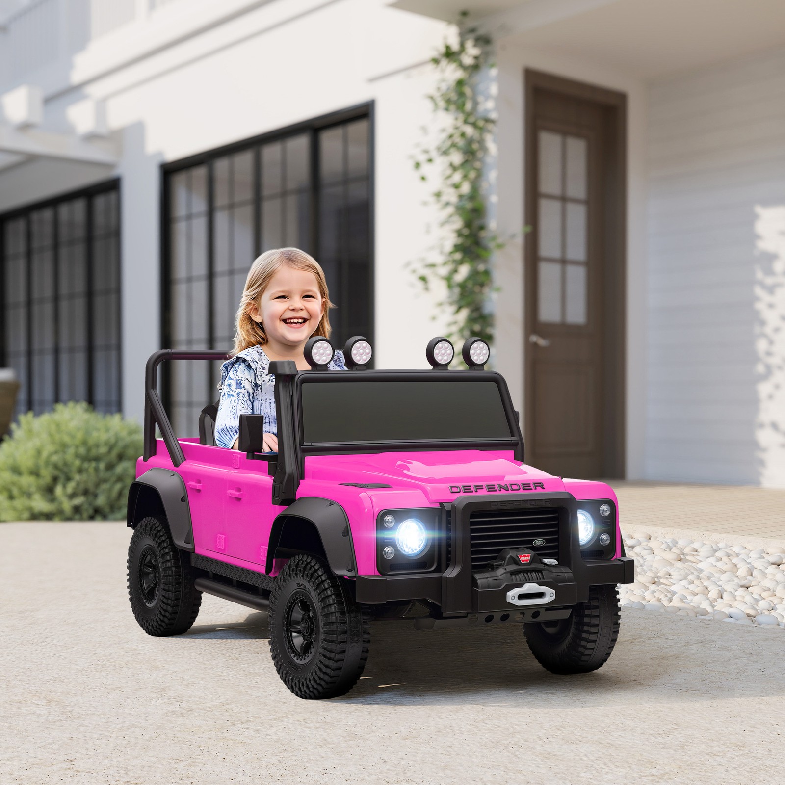 Kids Electric Car, Land Rover Licensed Off-Road Ride On Car, Pink