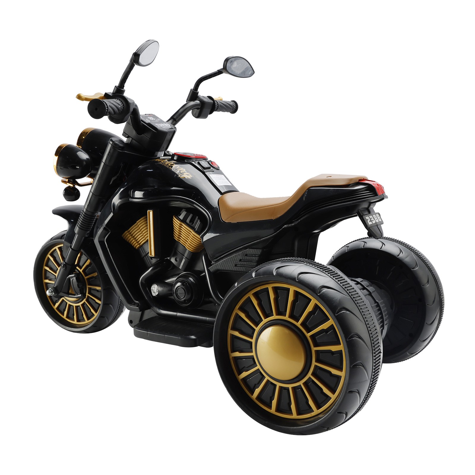3-Wheel Kids Ride On Motorcycle Electric Dual Drive Toy Car With LED Light Black